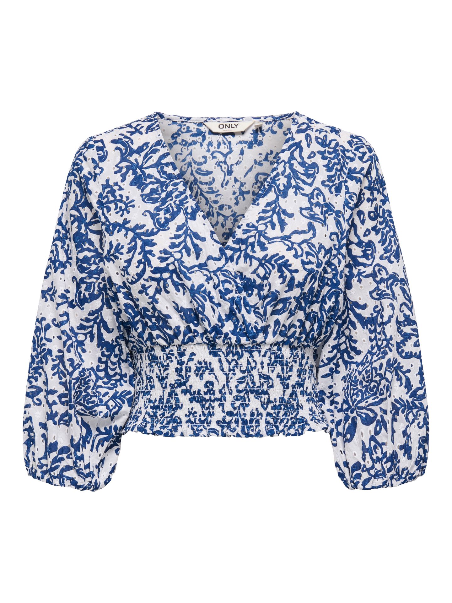 Only ONLCHANEE 34 SMOCK EMB TOP WVN Cloud Dancer/MEDIUM BLUE 00113331-EKA26011400000187