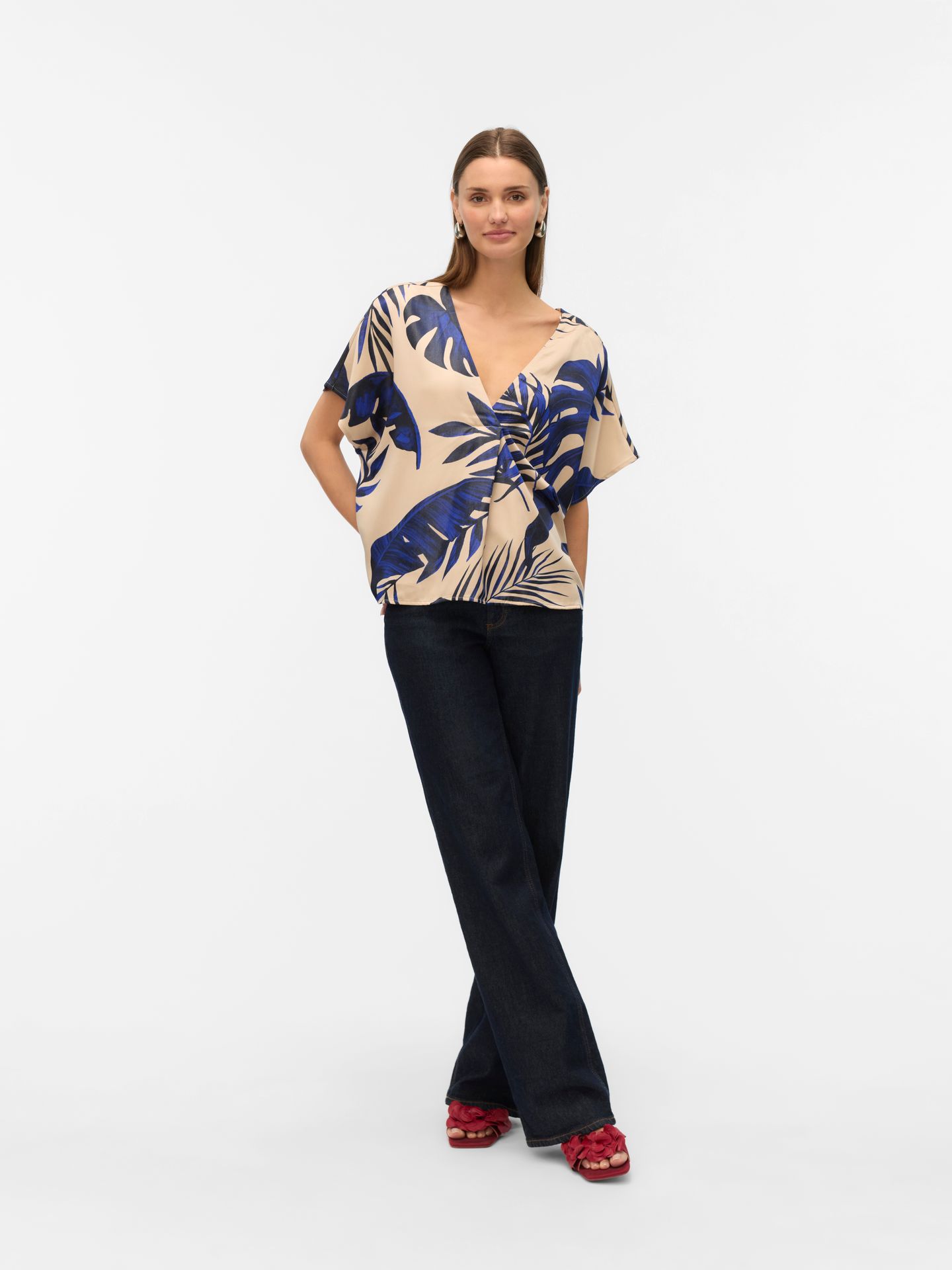 Vero Moda VMVINA WIDE TOP WVN GA LCS Cloud Dancer/Leaf 2900156581041