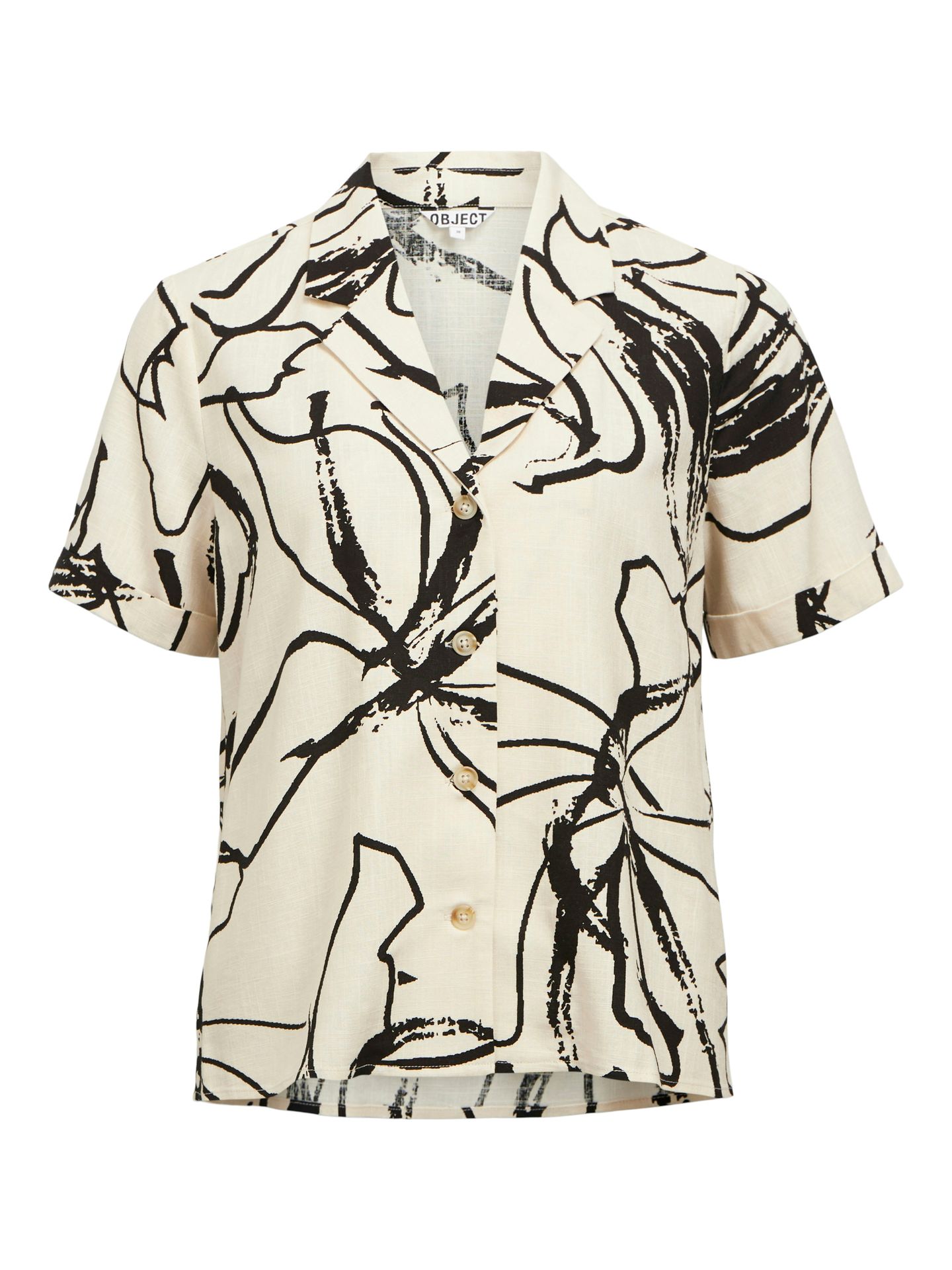 Object OBJSANNE S/S SHIRT AOP NOOS Sandshell/Cornflower blue flower co 00113463-EKA22000400000098
