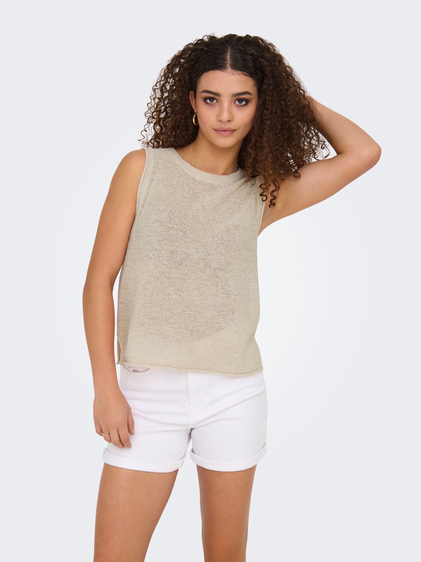 Only ONLSUNNY O-NECK TANK TOP KNT NOOS Pumice Stone 2900156849059