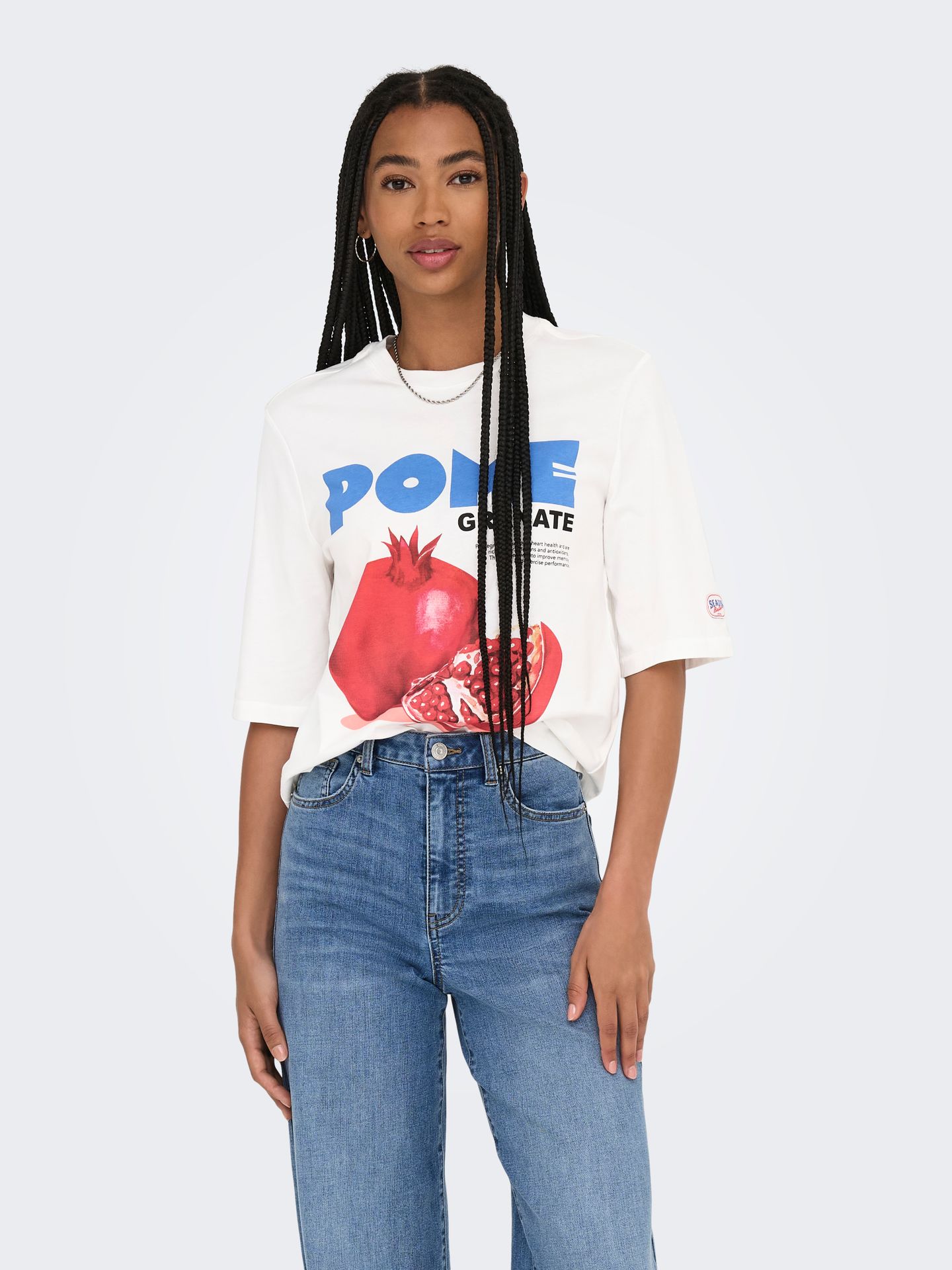 Only ONLPHOEBE S/S FRESH TOP BOX JRS Cloud Dancer/Pomegranate 00113467-EKA26011400000362