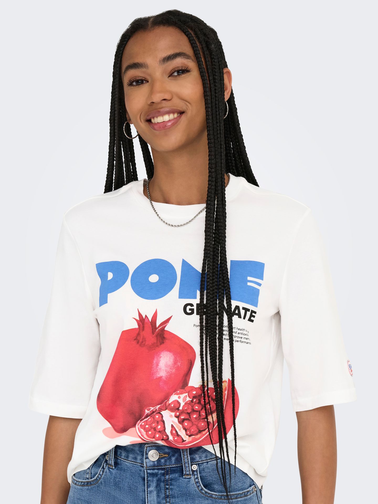 Only ONLPHOEBE S/S FRESH TOP BOX JRS Cloud Dancer/Pomegranate 2900156856026