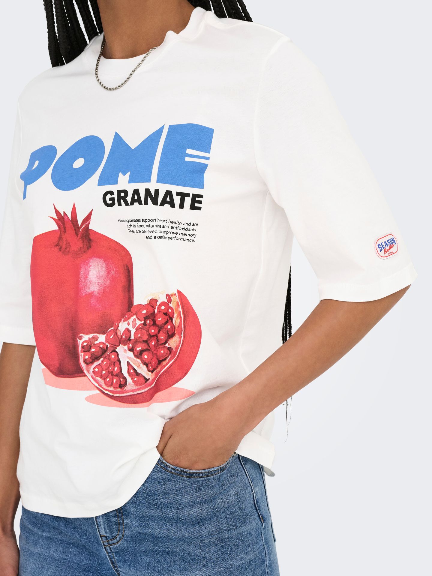 Only ONLPHOEBE S/S FRESH TOP BOX JRS Cloud Dancer/Pomegranate 2900156856026