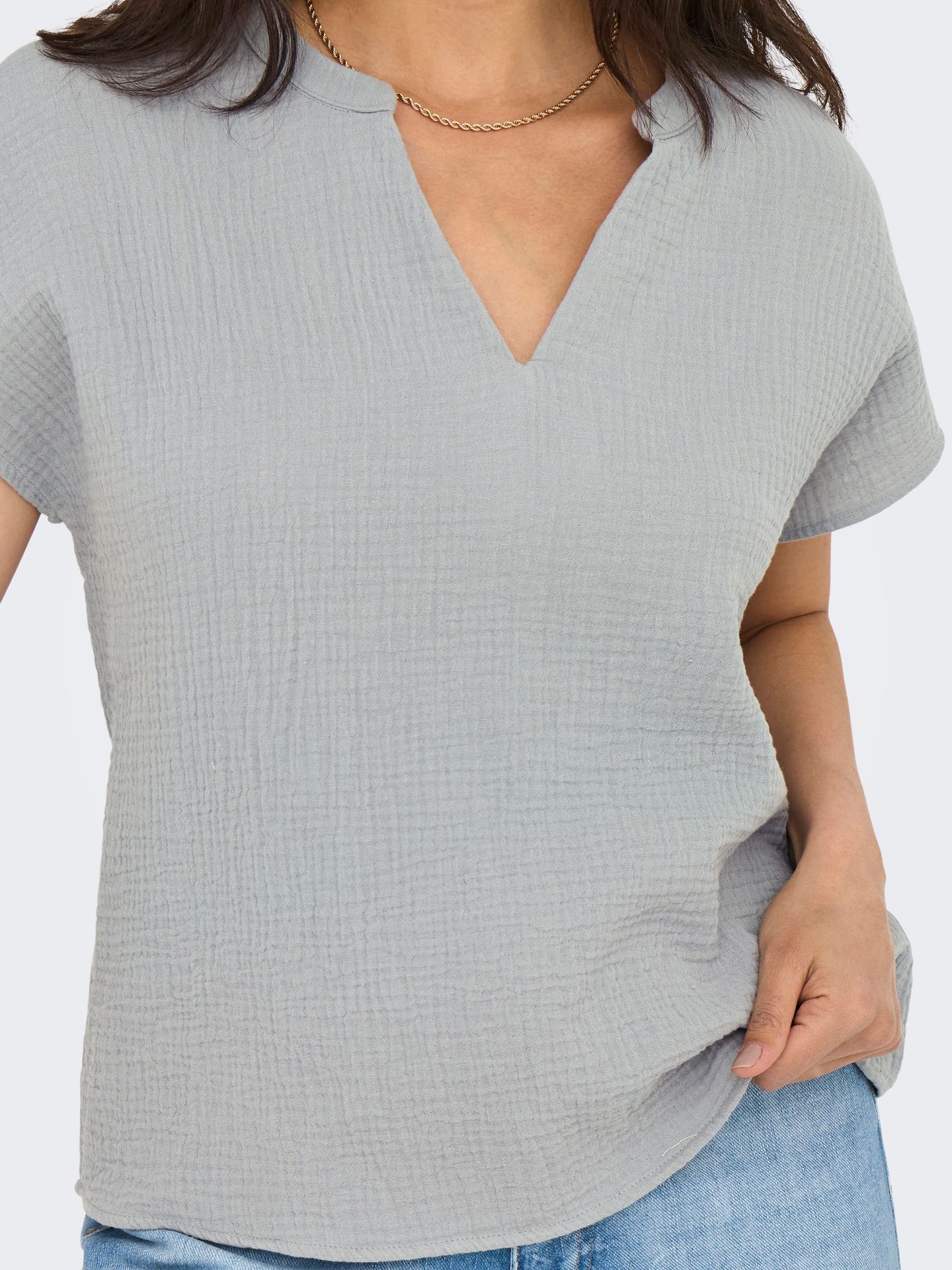 JDY JDYTHEIS LIFE S/S TOP WVN DIA Formal Gray 2900156868029