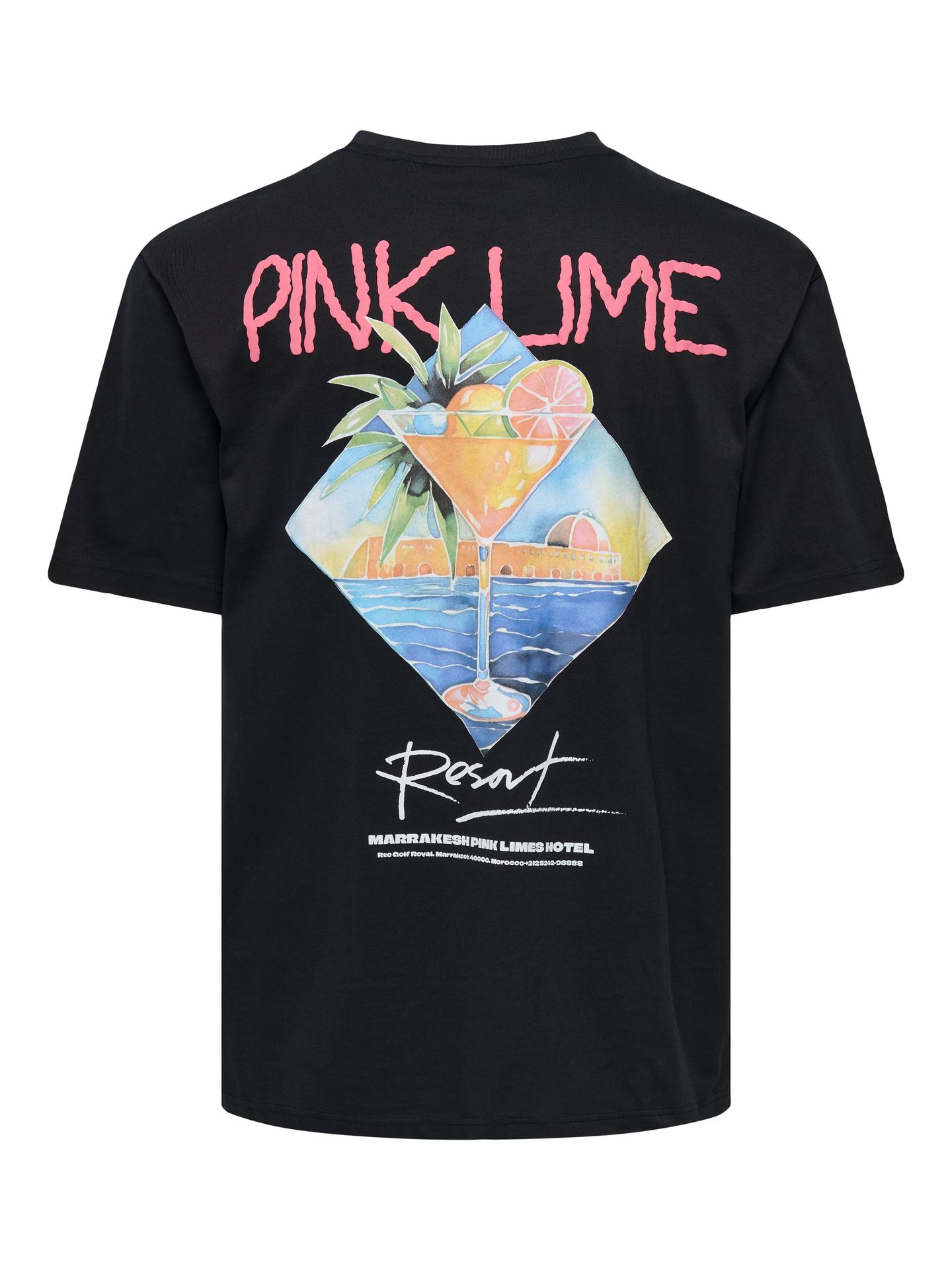 Only & Sons ONSFRED CABANA RLX SS TEE Jet Black/PINK LIME 2900156871043