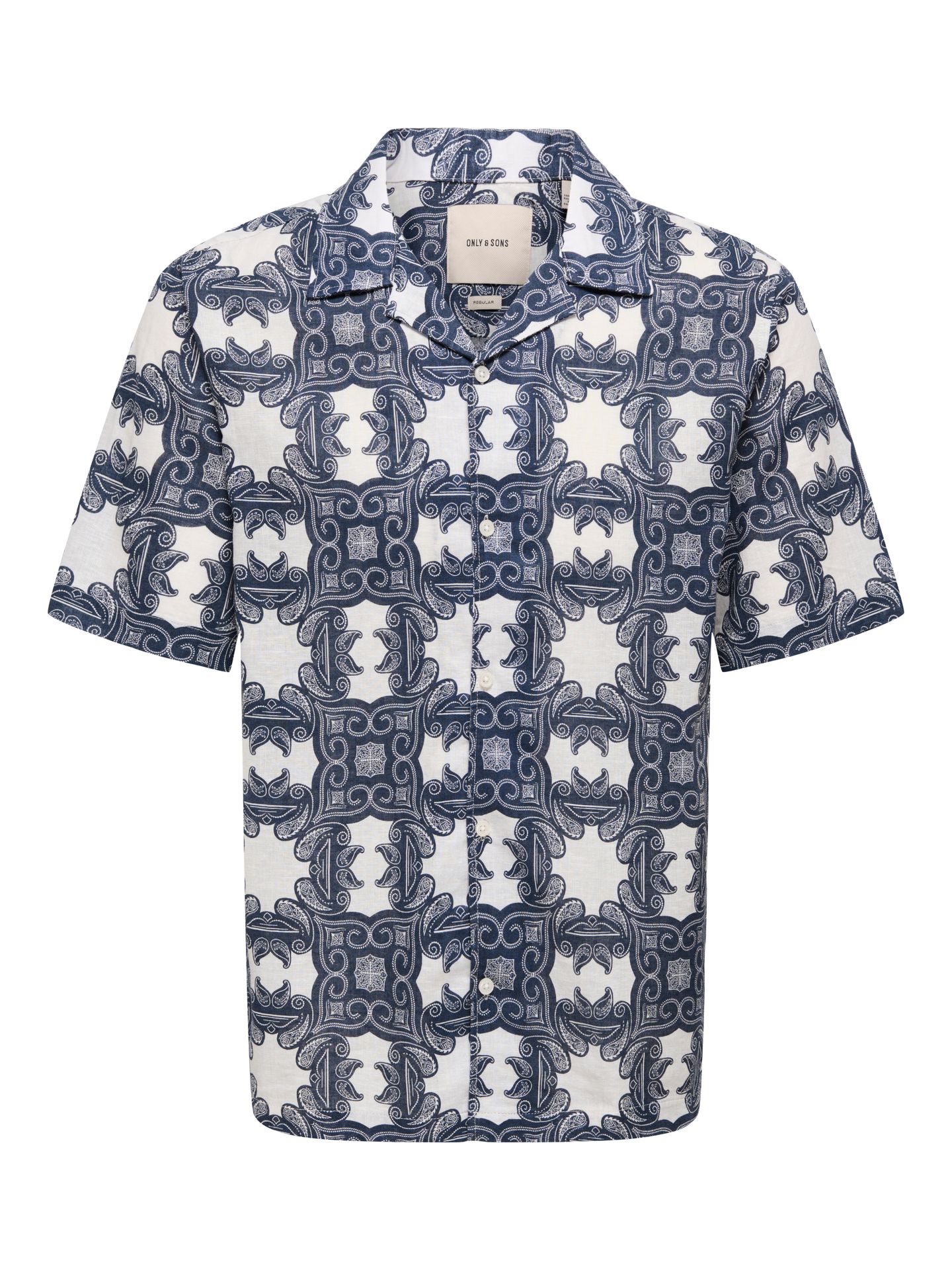 Only & Sons ONSCAIDEN REG FIT AOP LINEN BLEND N Gardenia/BLUE NIGHTS 2900165103036