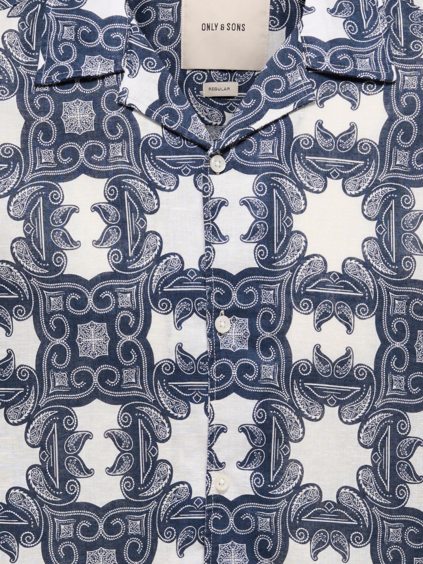 Only & Sons ONSCAIDEN REG FIT AOP LINEN BLEND N Gardenia/BLUE NIGHTS 2900165103036