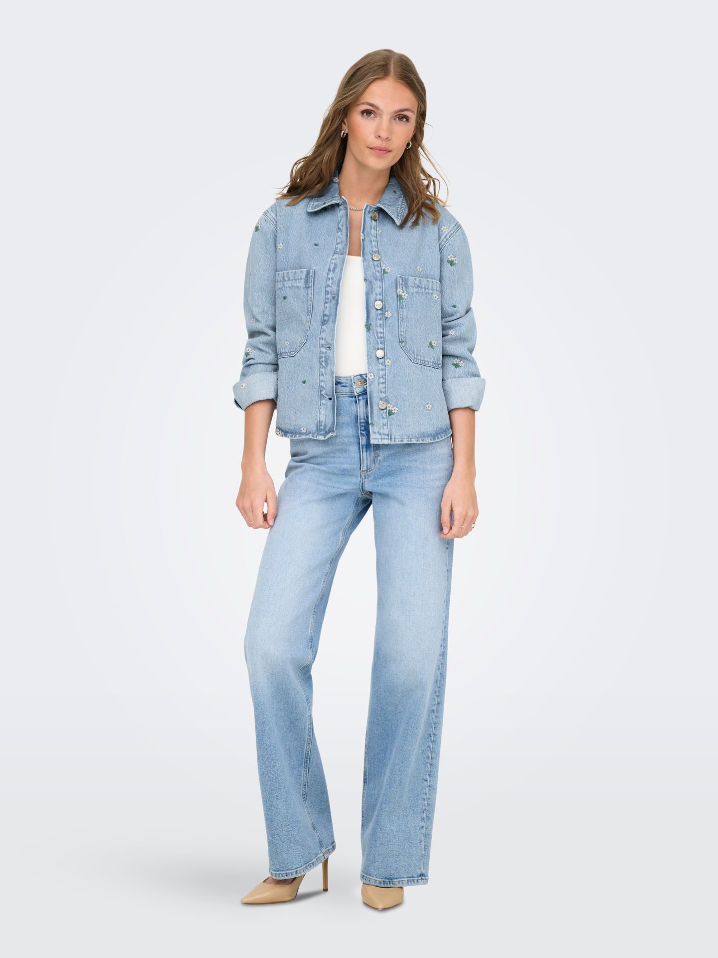 Only ONLCASSIE EMB LS OVS DNM SHIRT AKM Light Blue Denim 2900156987010