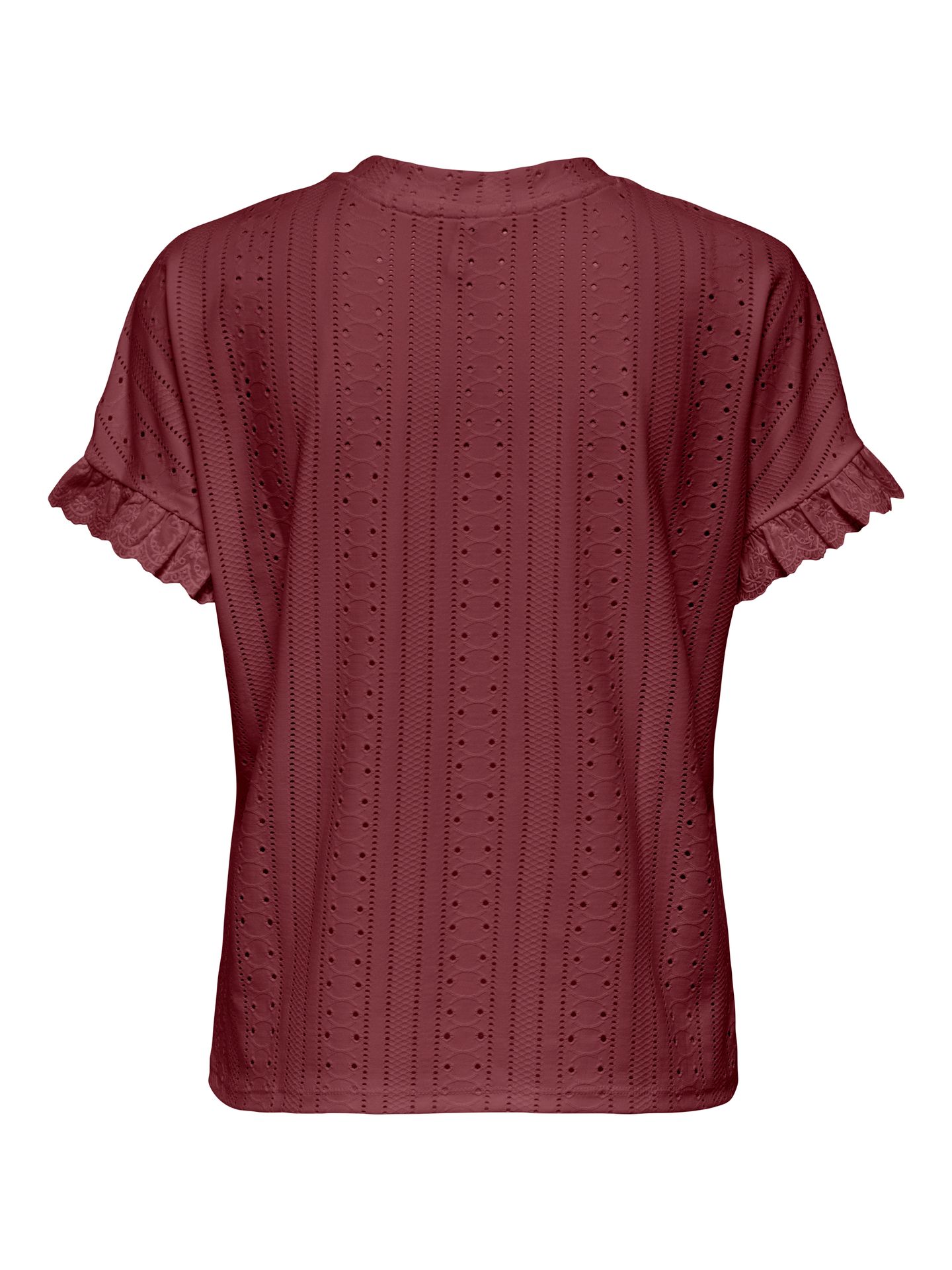 Only ONLSMILLA S/S FRILL MIX TOP CS JRS Ruby Wine 2900156995053