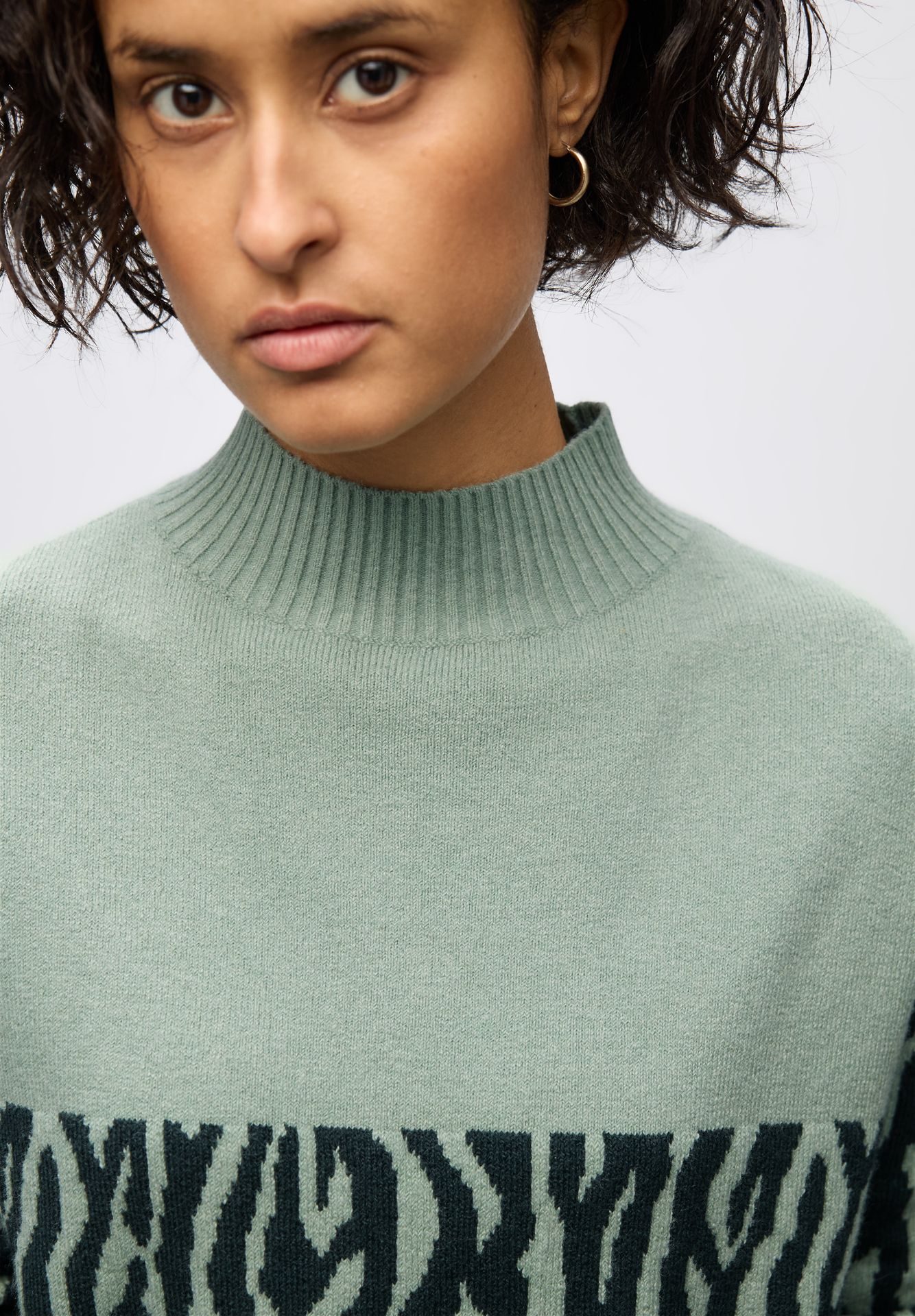 Street-One A303479 color block jacquard sweate evernight green 2900157312057