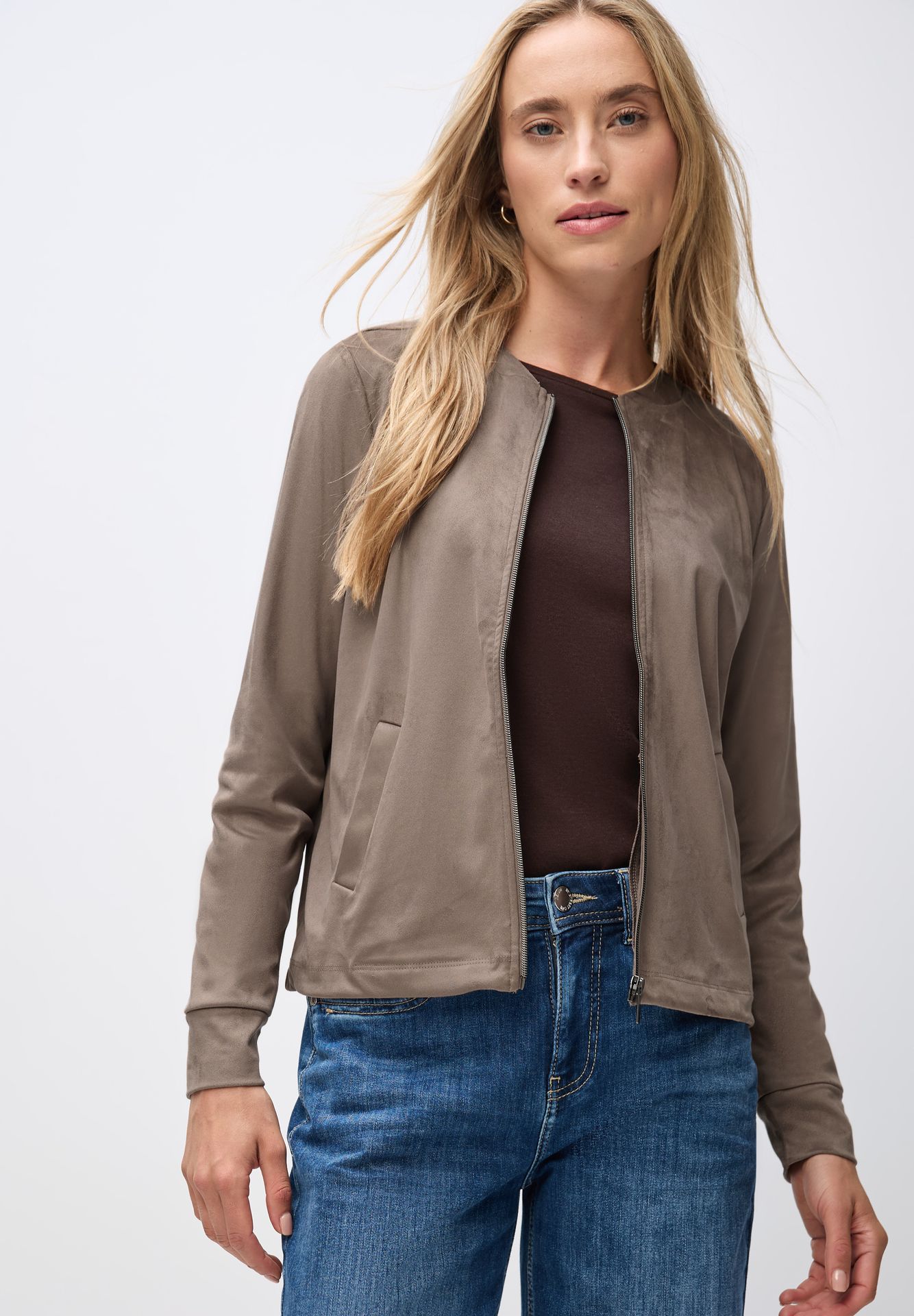 Street-One A324029 velour jacket w.pockets silk brown 2900157340029