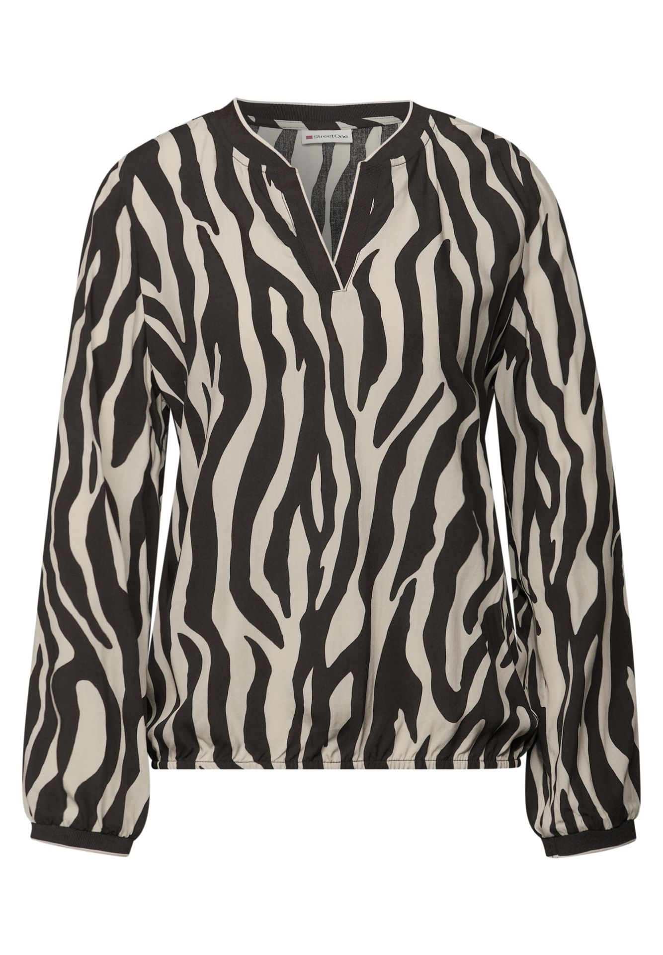Street-One A346048 Tunic blouse w elastic tape deep roast brown 2900157347066