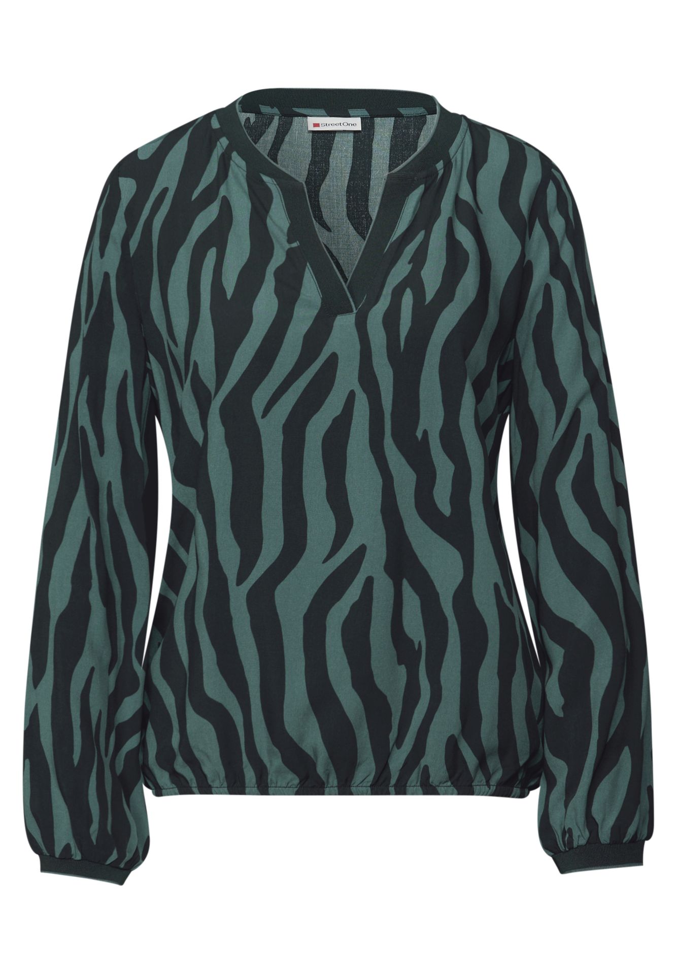 Street-One A346048 Tunic blouse w elastic tape evernight green 2900157348049