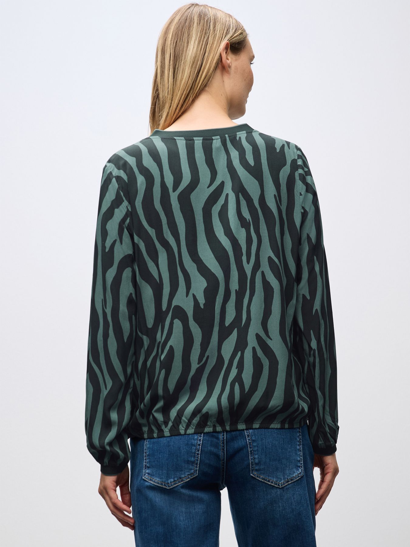 Street-One A346048 Tunic blouse w elastic tape evernight green 2900157348056