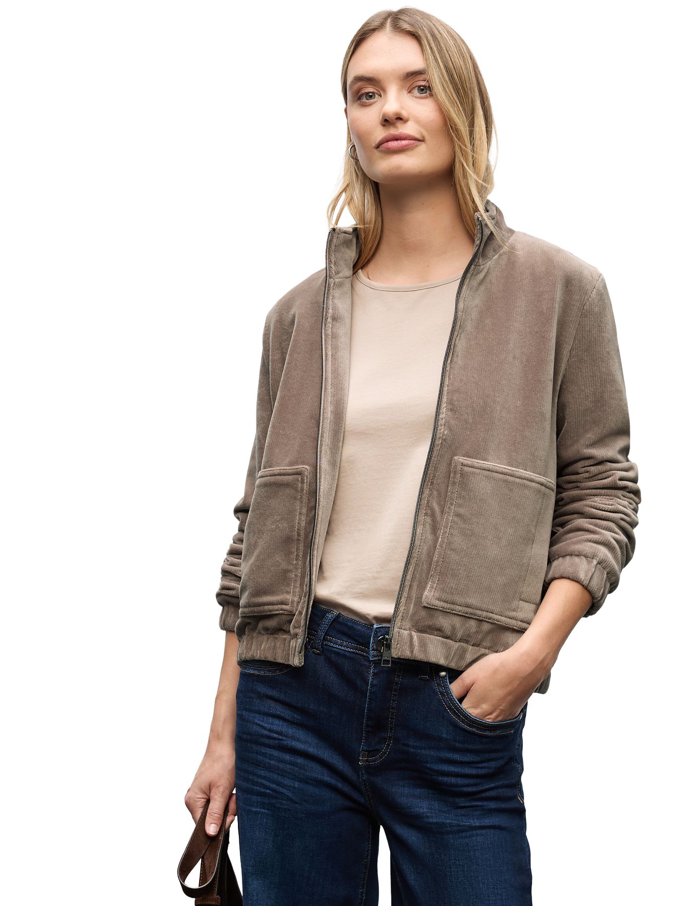 Street-One A212800 P_LTD QR Zip Jacket Corduro silk brown 2900157398020