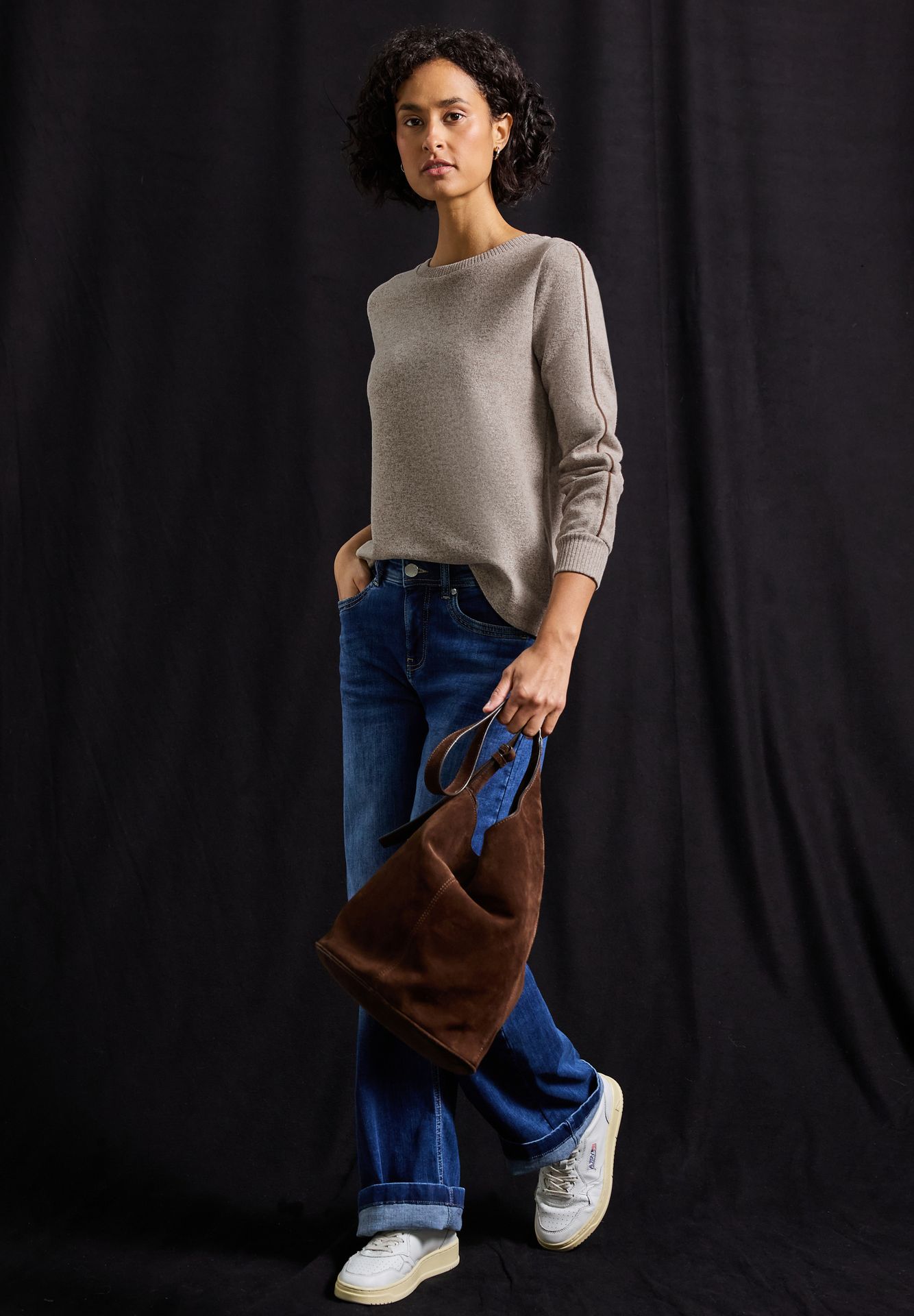 Street-One A324013 LTD QR cosy shirt w.kick de silk brown mel. 2900157444048