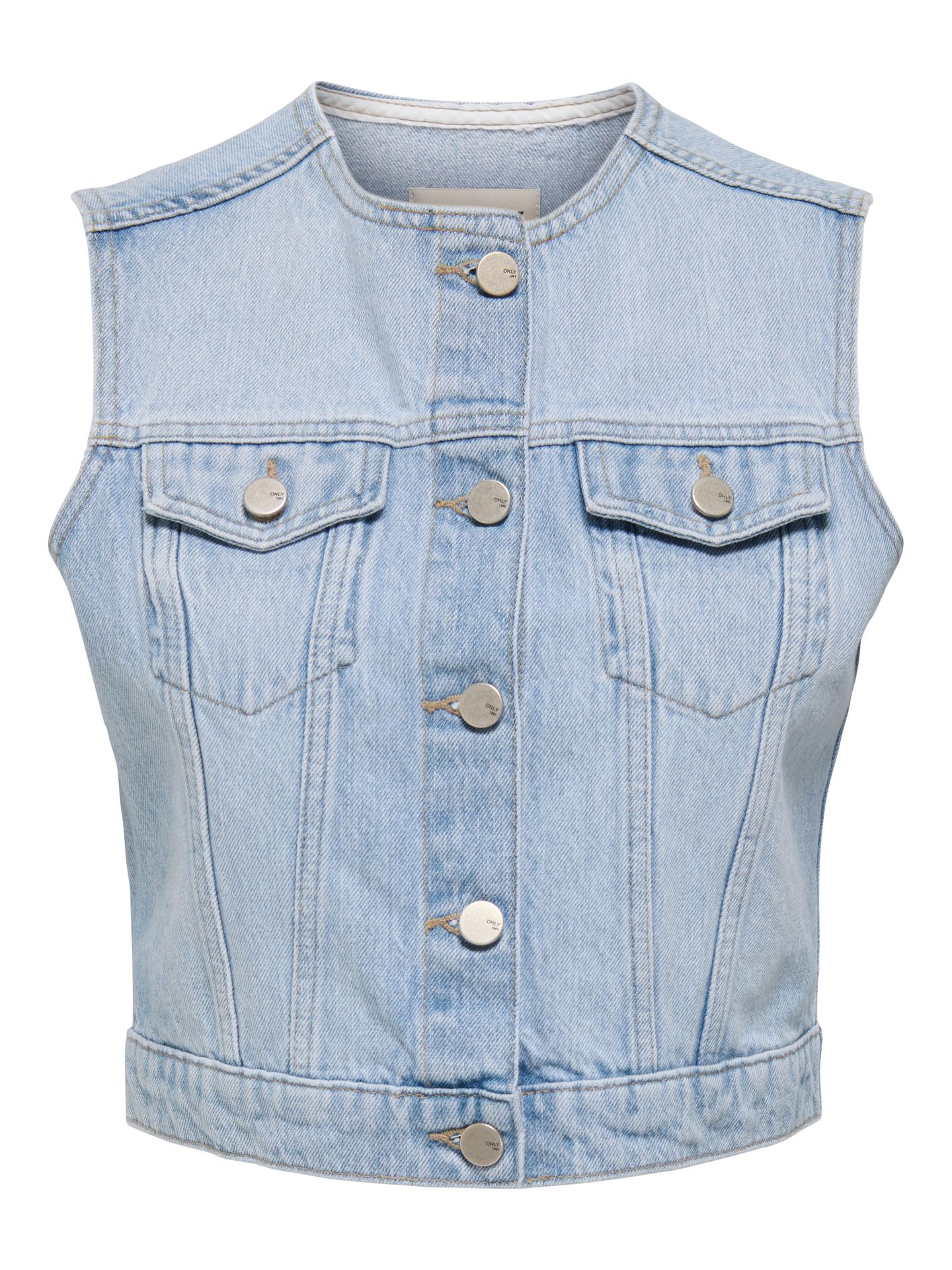 Only ONLFELIZ DNM WAISTCOAT ROUND COLLAR Light Blue Denim 00113796-EKA26011400000011