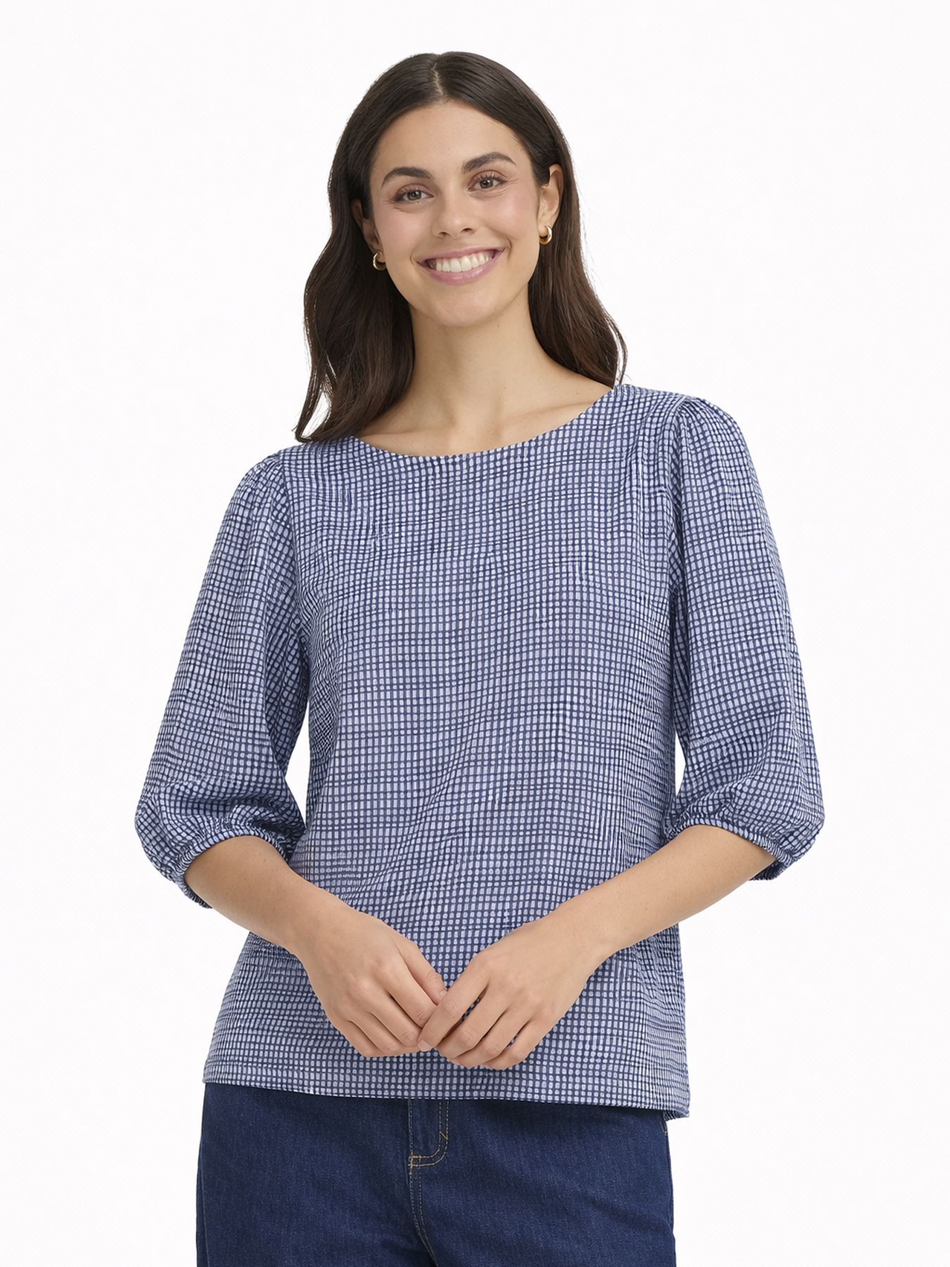 Fransa FRNIALA TEE 1 NAVY CHECK 00113836-EKA26006200000325