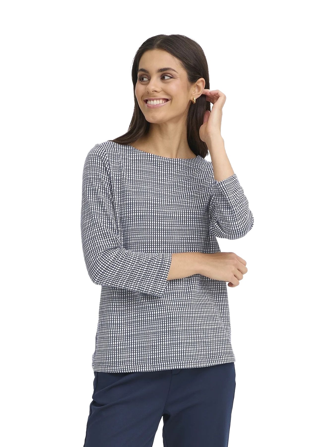 Fransa FRNIALA TEE 2 NAVY CHECK 2900157534015