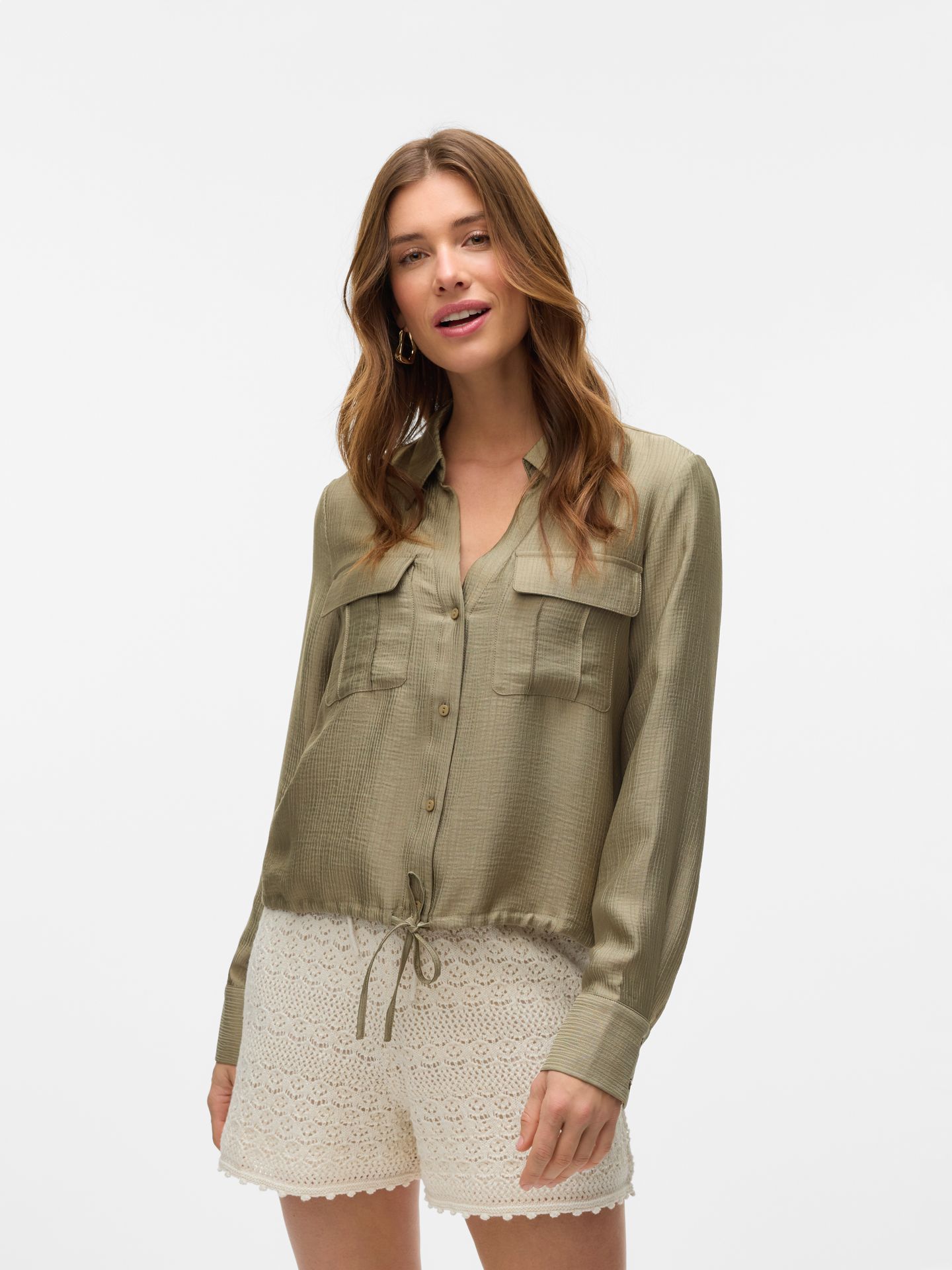 Vero Moda VMTOMA LS TIE SHIRT WVN Mermaid 2900157564043