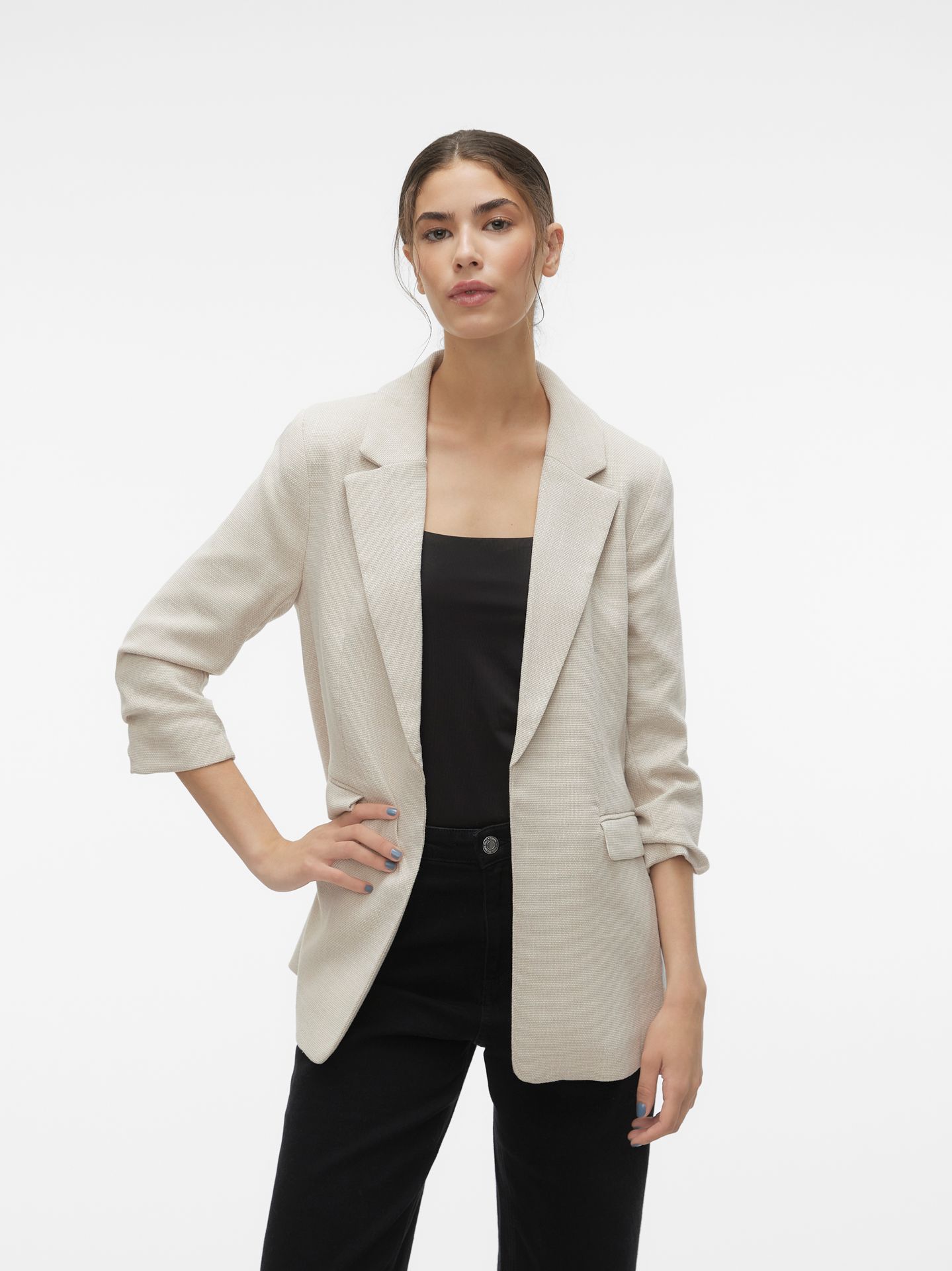 Vero Moda VMFRIDA 3/4 REGULAR BLAZER NOOS Oatmeal/Black 00113859-EKA26011400001342