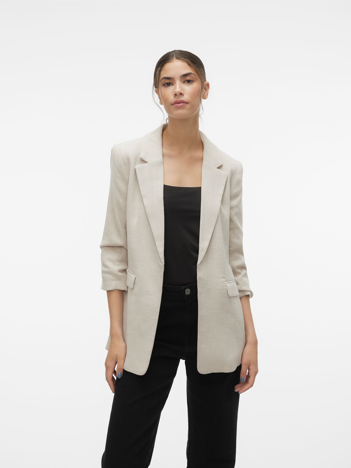 Vero Moda VMFRIDA 3/4 REGULAR BLAZER NOOS Oatmeal/Black 2900168869045