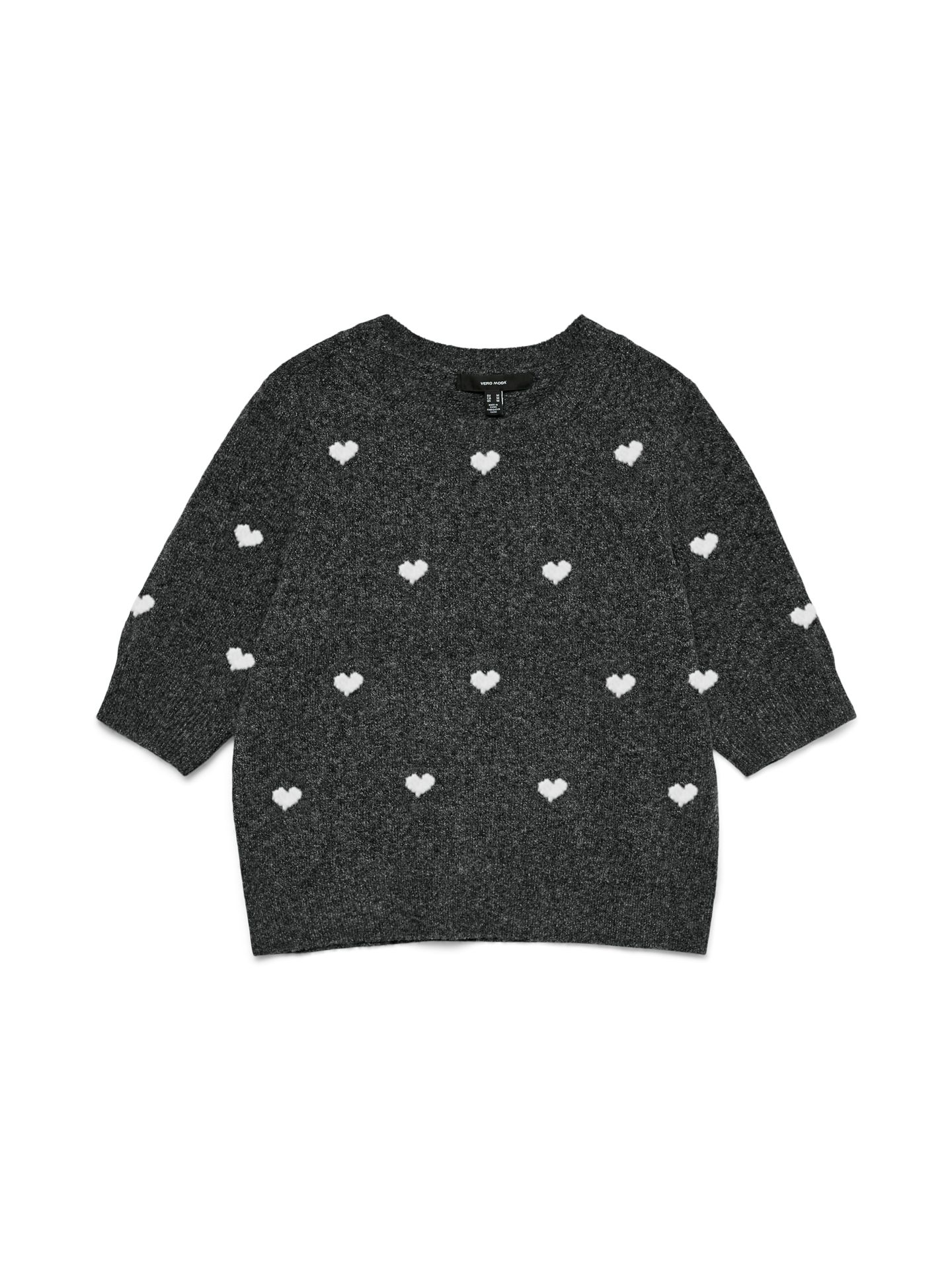 Vero Moda VMDOFFY INTARSIA 2/4 O-NK PULLOV GA Dark Grey Melange/W. WHITE HEARTS 2900157592039