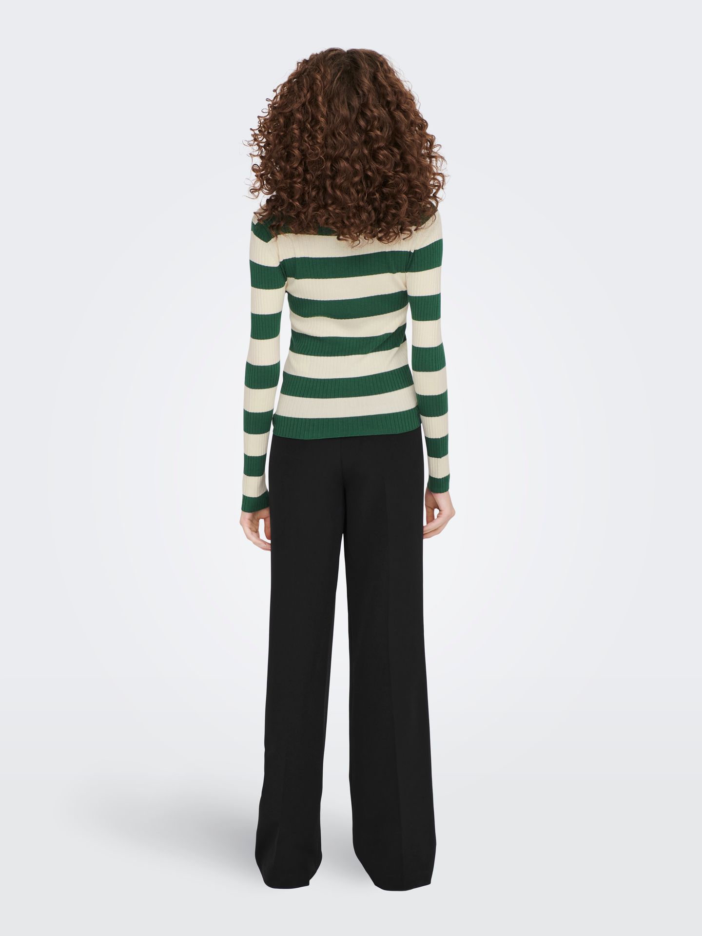 JDY JDYPLUM L/S O-NECK PULLOVER KNT NOO Trekking Green/W EGGNOG STRIPES 2900157596037