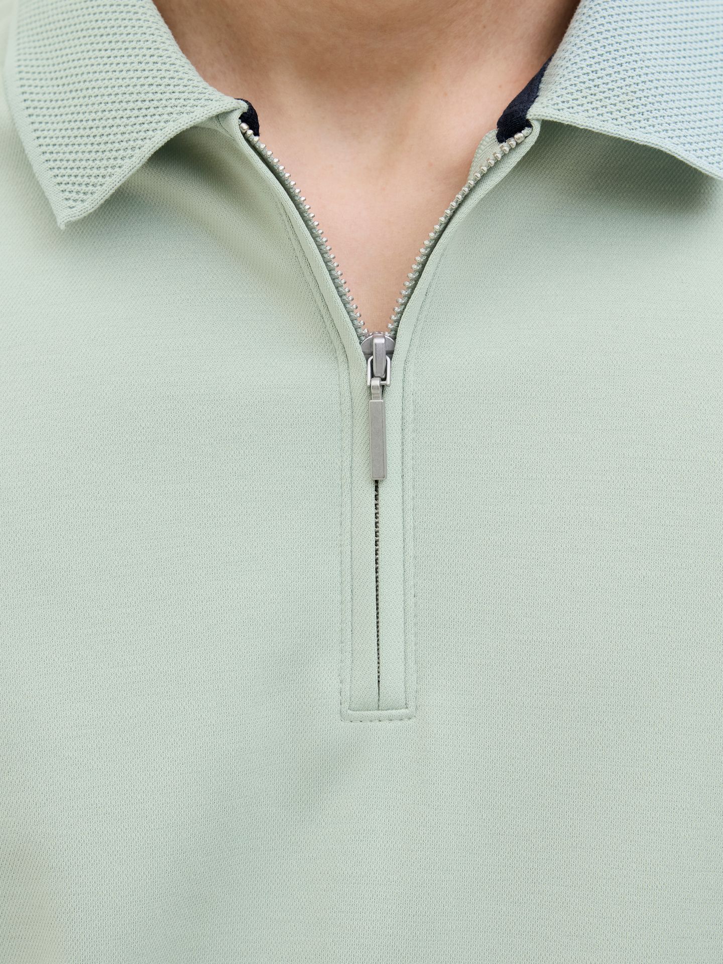 Jack & Jones jprrodney zip polo  Aqua Gray 2900157631042