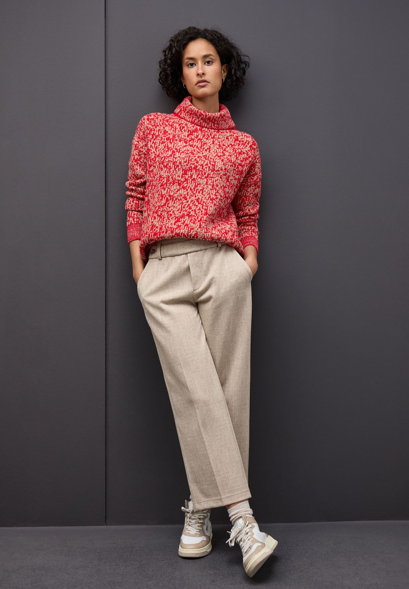 Street One A303558 cosy bi-colored Sweater racing red 2900157735061 Street One A303558 cosy bi-colored Sweater racing red 2900157735061