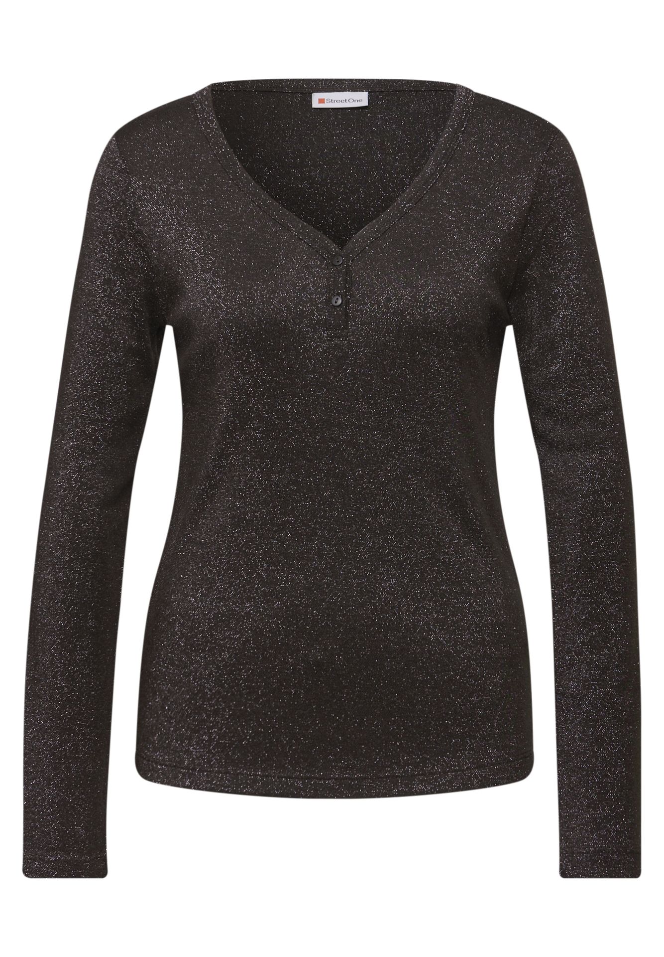 Street-One A324180 basic shiny shirt w.button darkest brown 00113917-EKA19000200000758