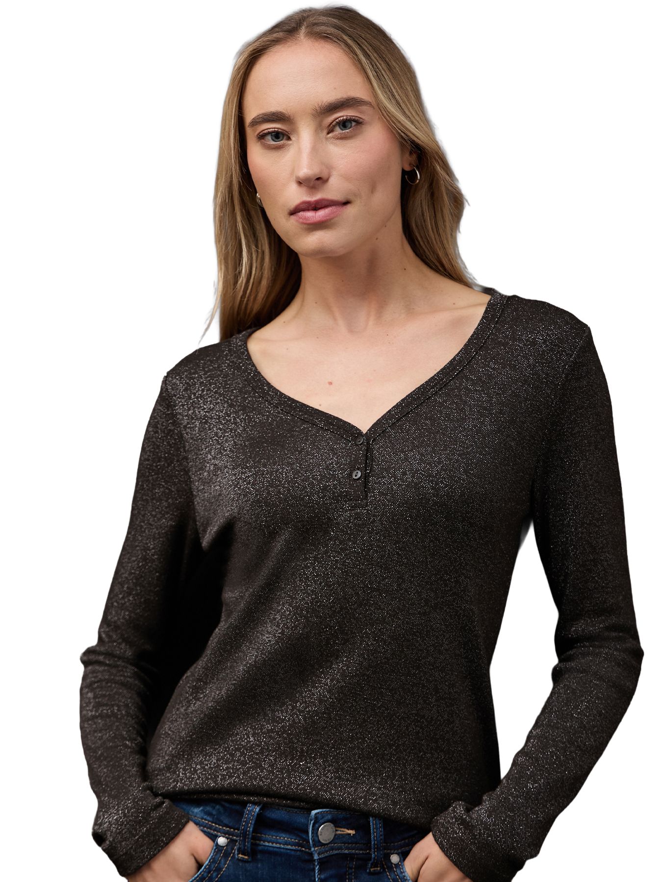 Street-One A324180 basic shiny shirt w.button darkest brown 2900157756059