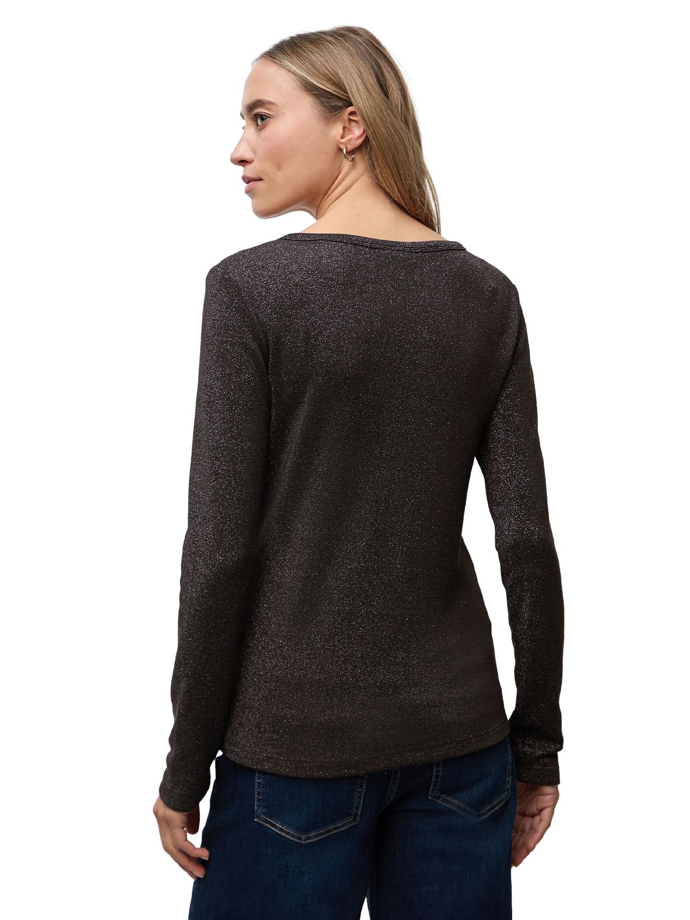 Street-One A324180 basic shiny shirt w.button darkest brown 2900157756059