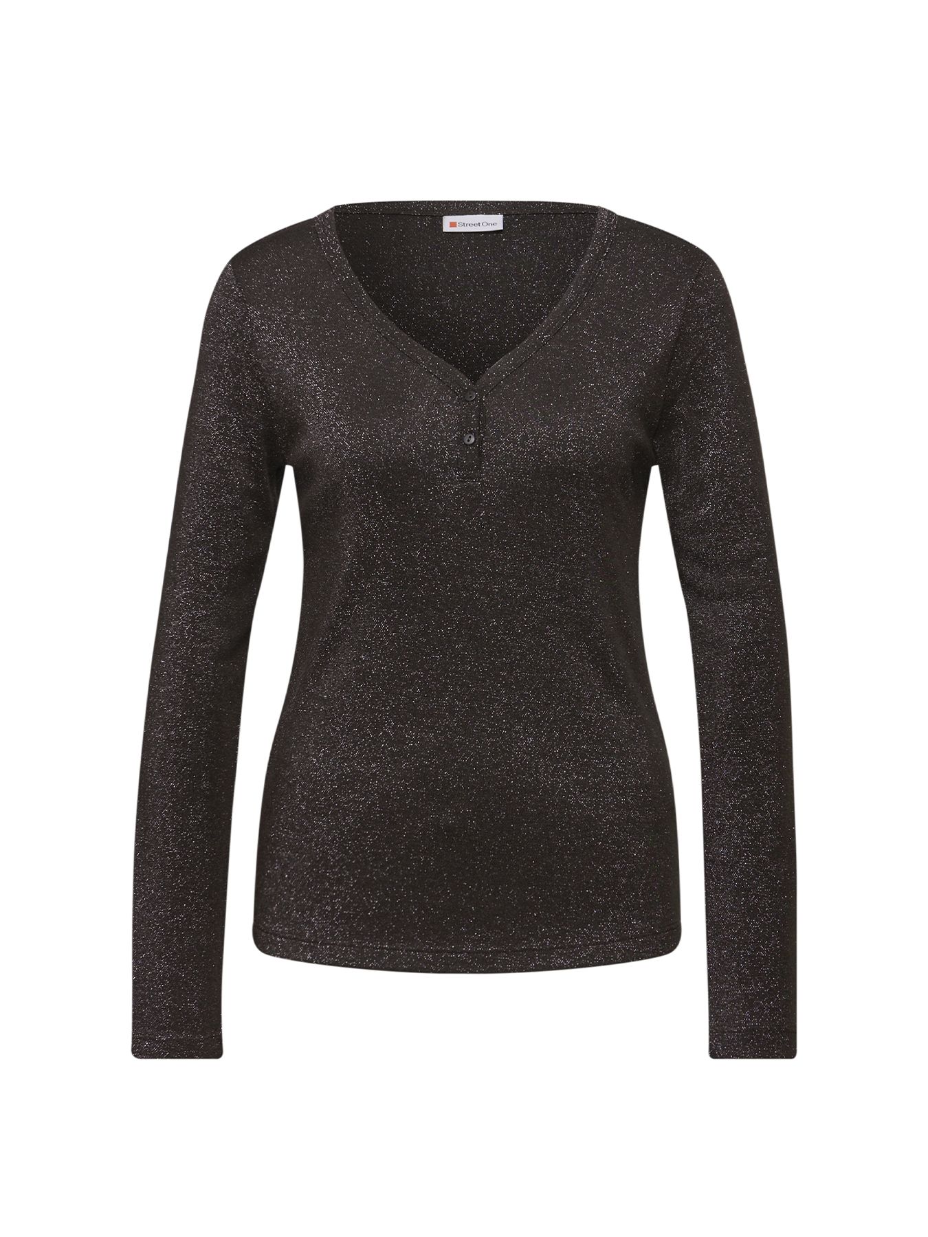 Street-One A324180 basic shiny shirt w.button darkest brown 2900157756059