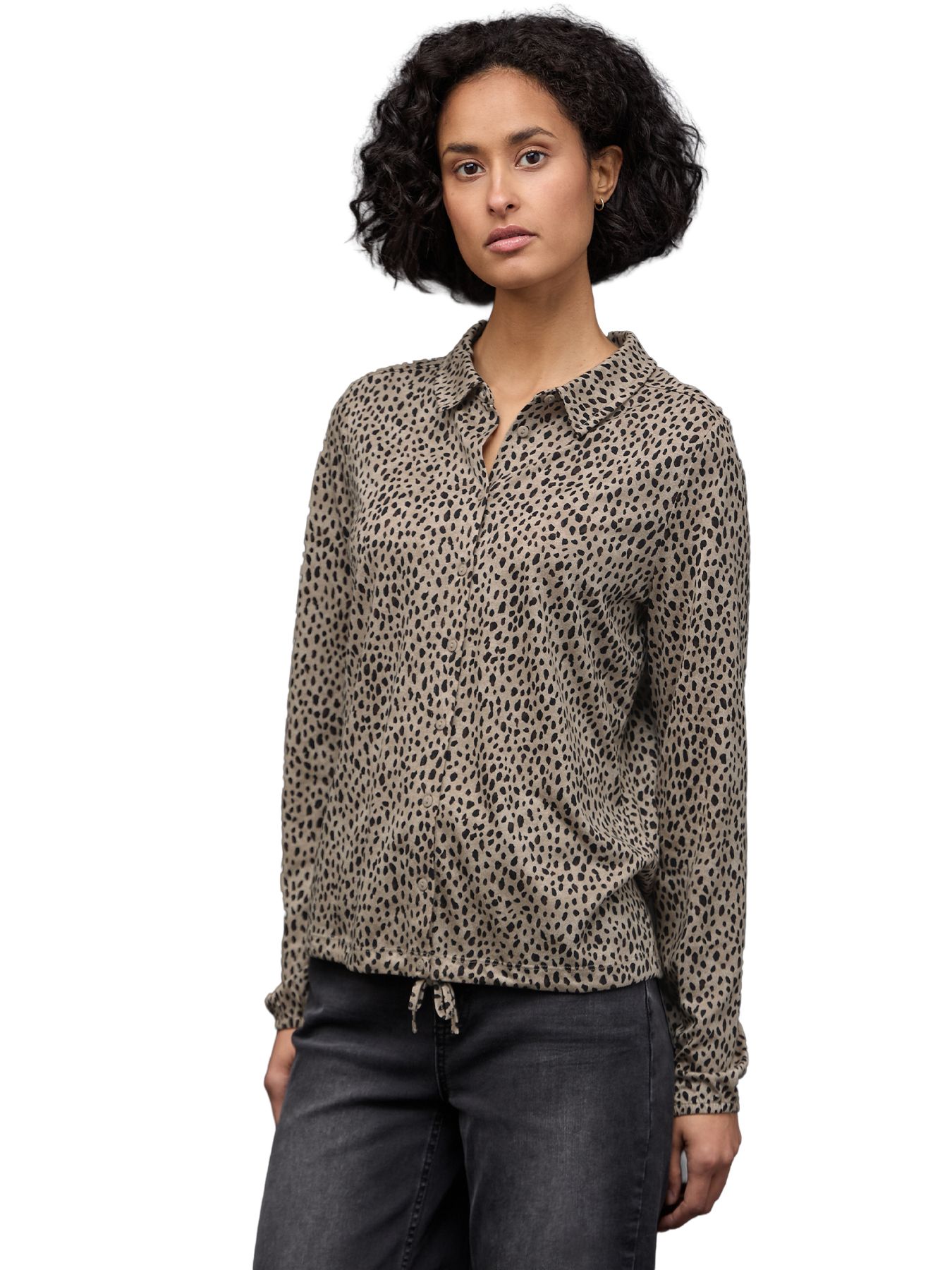 Street-One A324186 LTD QR printed jersey blous sanded beige 2900157843049