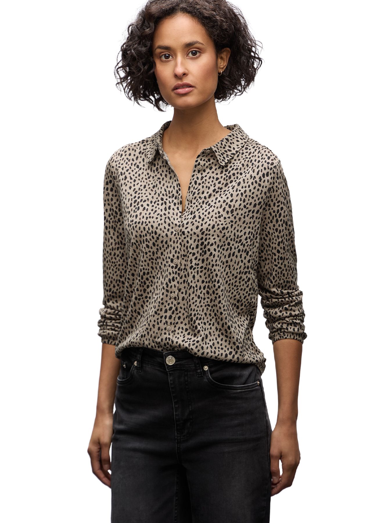 Street-One A324186 LTD QR printed jersey blous sanded beige 2900157843049