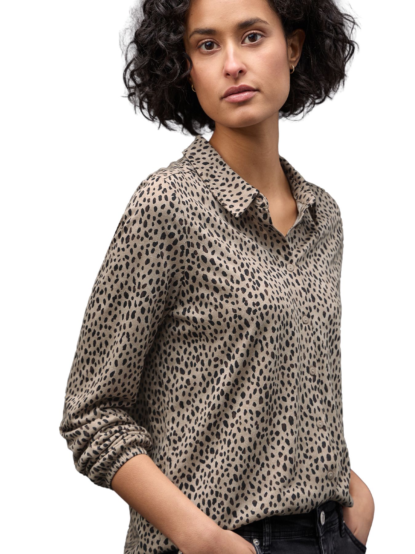 Street-One A324186 LTD QR printed jersey blous sanded beige 2900157843049