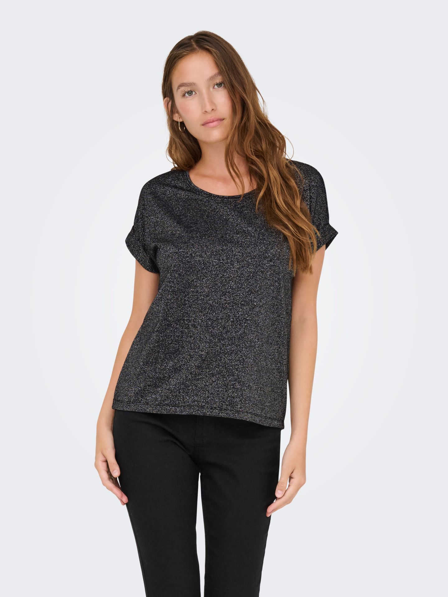 Only ONLMOSTER GLITTER S/S TOP NOOS JRS Black/CLARA LEO 2900158349014