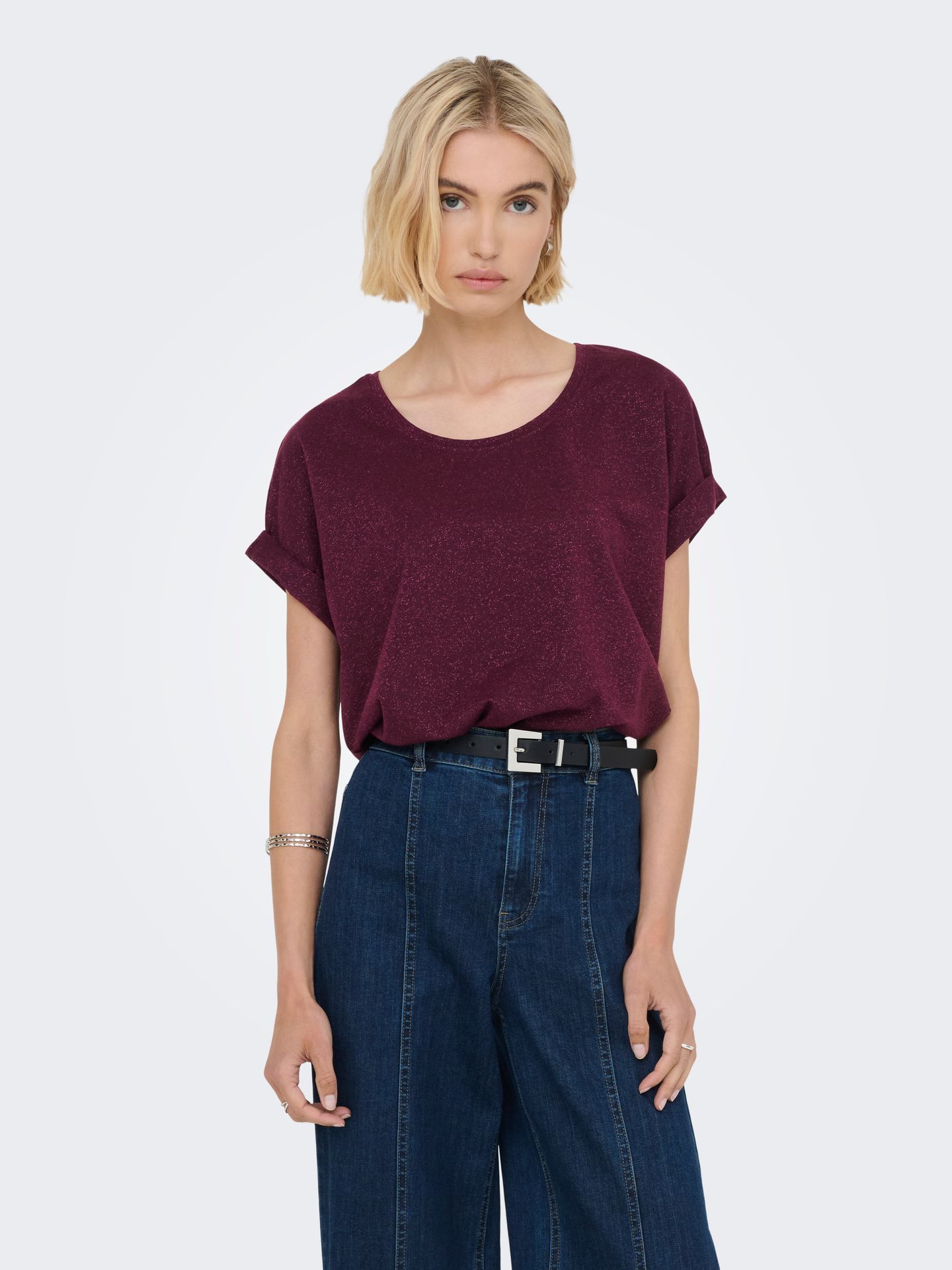 Only ONLMOSTER GLITTER S/S TOP NOOS JRS Chocolate Truffle/CHOCOLATE TRUFFLE 2900158347010