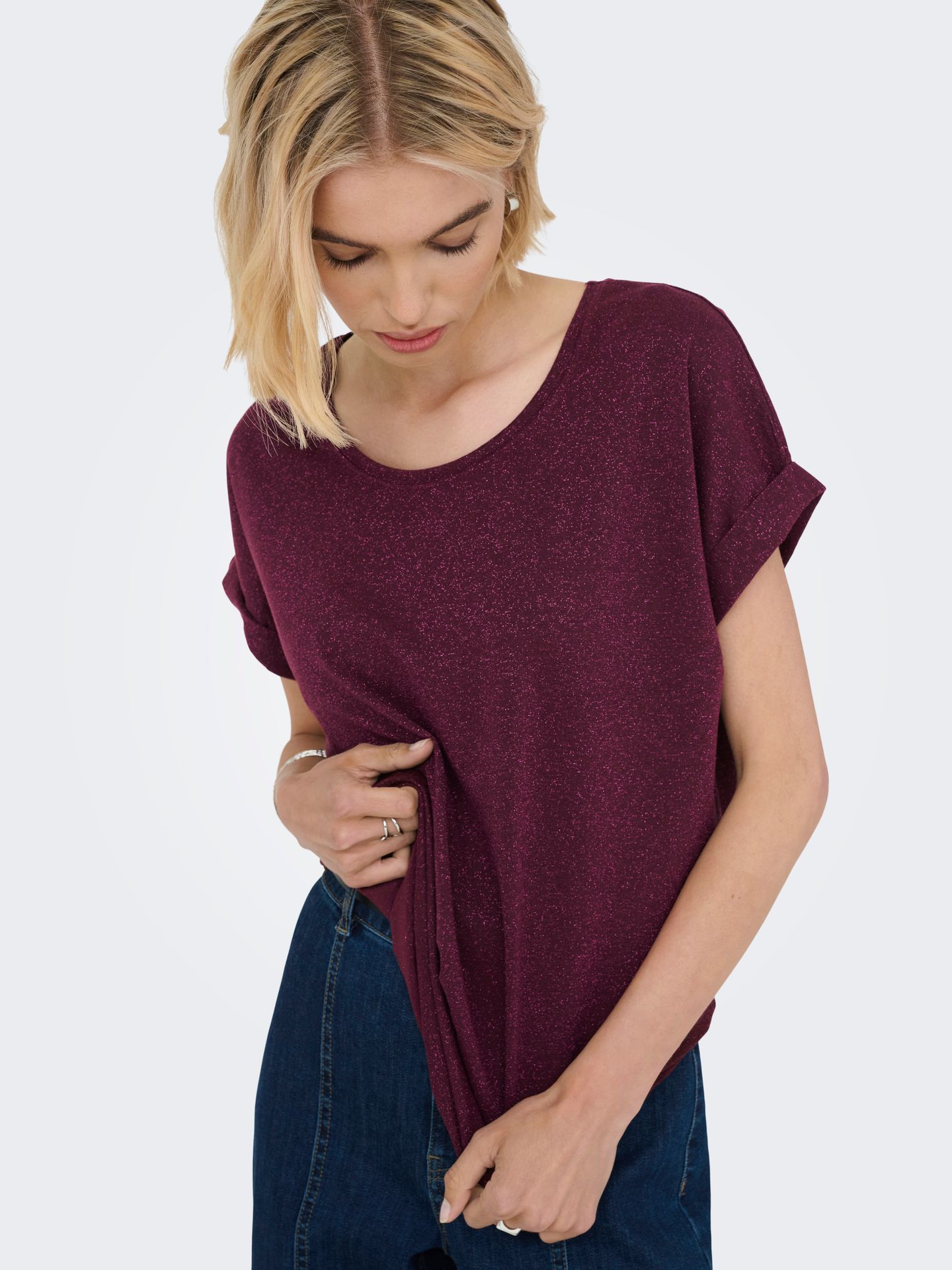 Only ONLMOSTER GLITTER S/S TOP NOOS JRS Chocolate Truffle/CHOCOLATE TRUFFLE 2900158347027