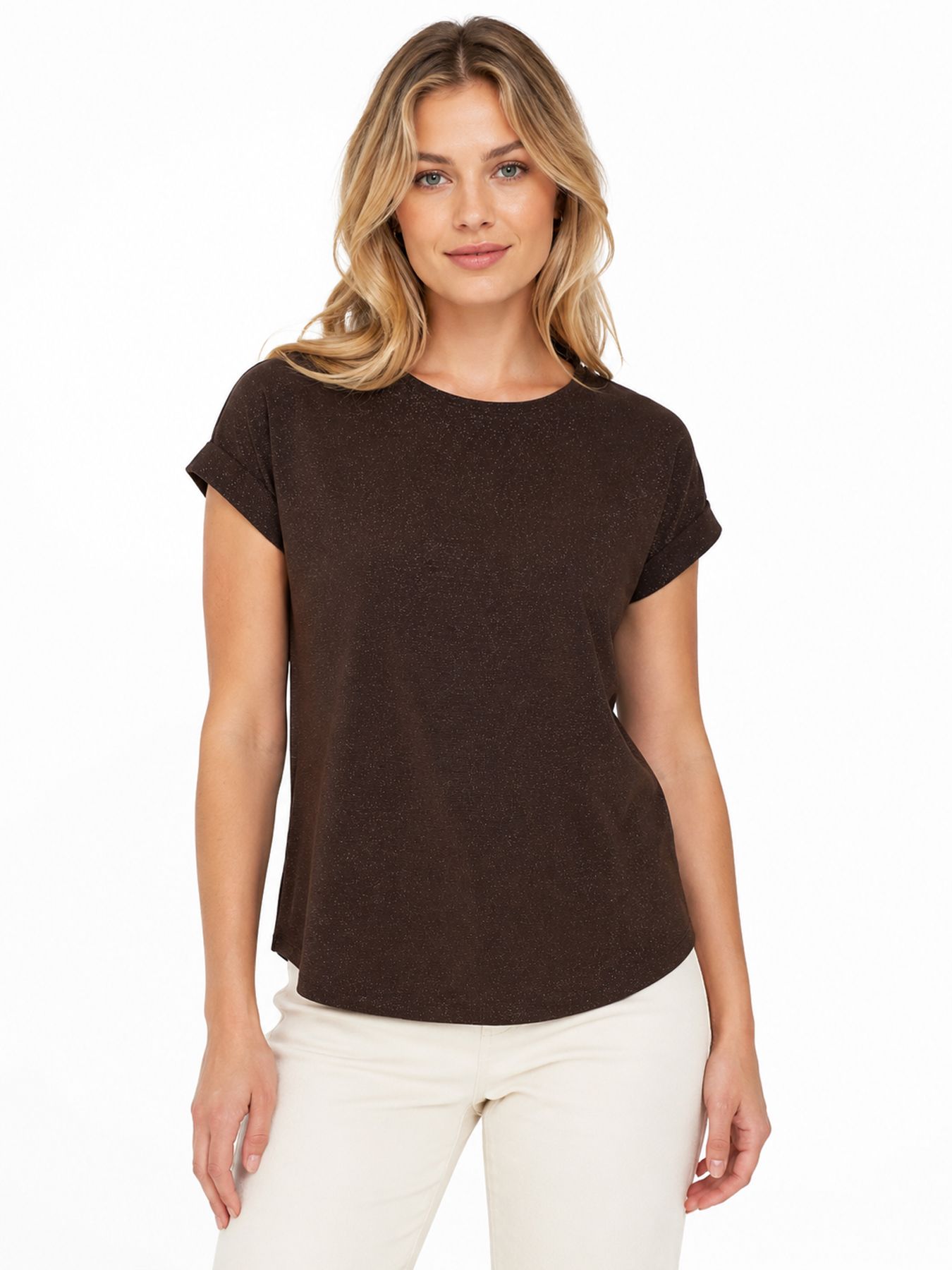 Only ONLMOSTER GLITTER S/S TOP NOOS JRS Coffee Bean/TONE IN TONE LUREX 00114161-EKA26011400003658