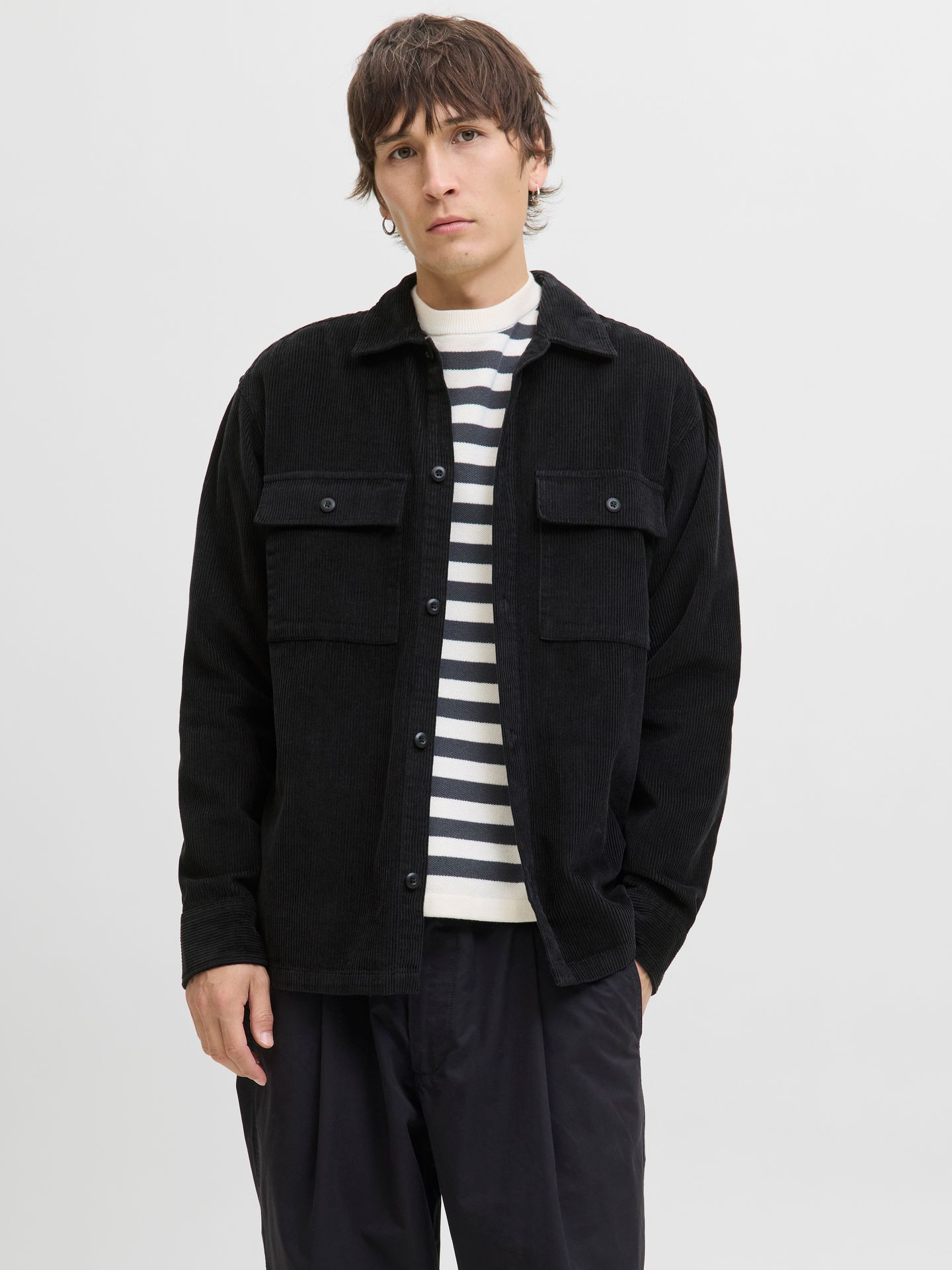 Jack & Jones JJEPERFECT CORDUROY OVERSHIRT LS SN Black 00114162-EKA26011400000232