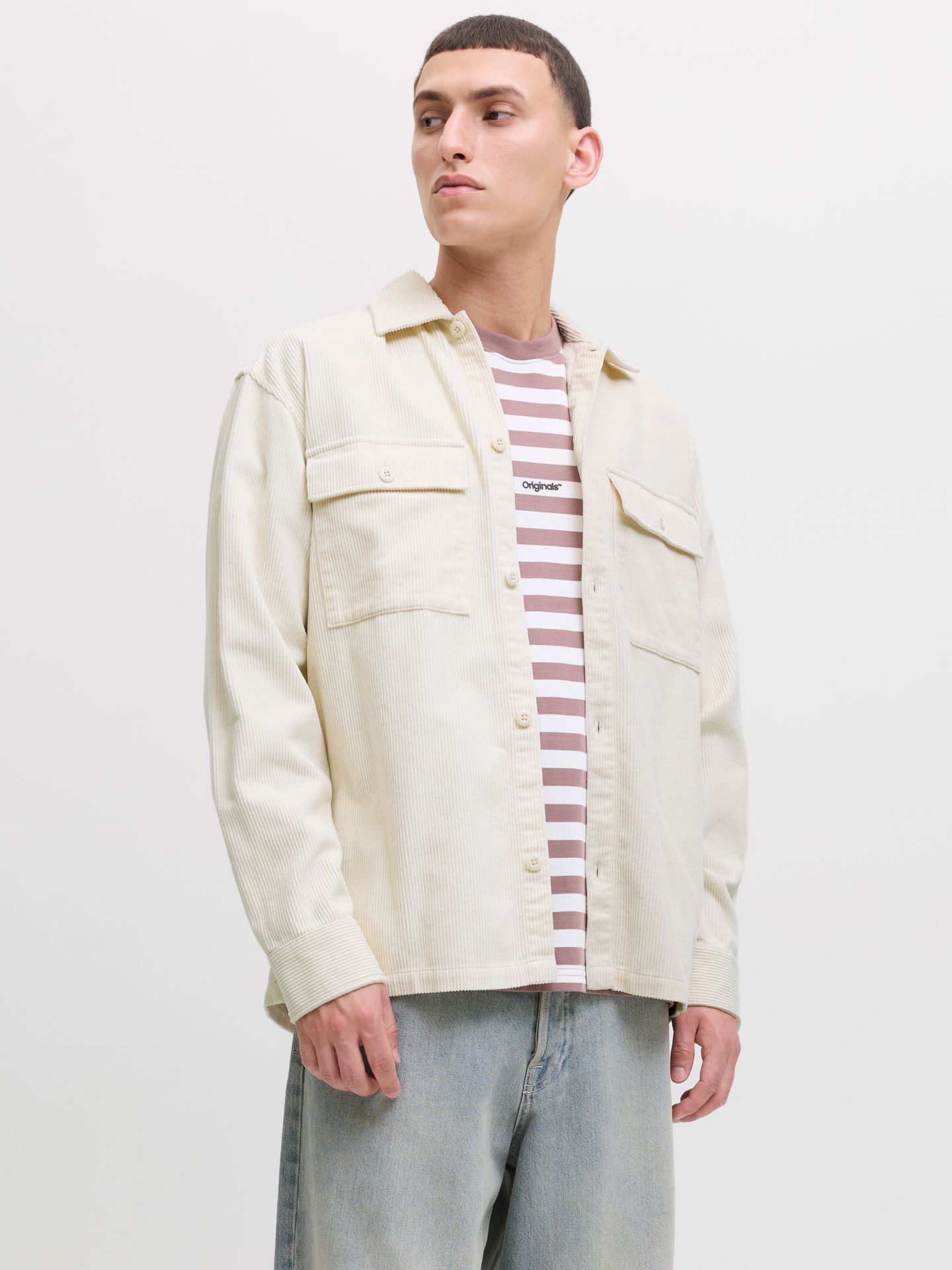 Jack & Jones JJEPERFECT CORDUROY OVERSHIRT LS SN Antique White 00114162-EKA26011400002487