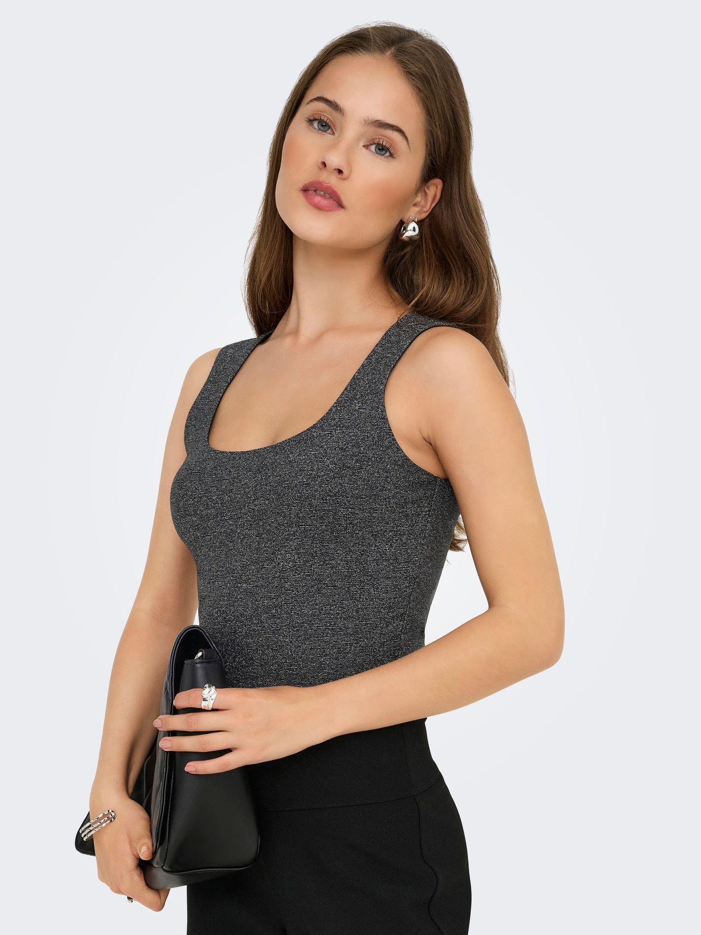 Only ONLEA GLITTER S/L 2-WAYS TOP JRS NO Black/LEO AOP 2900158352052