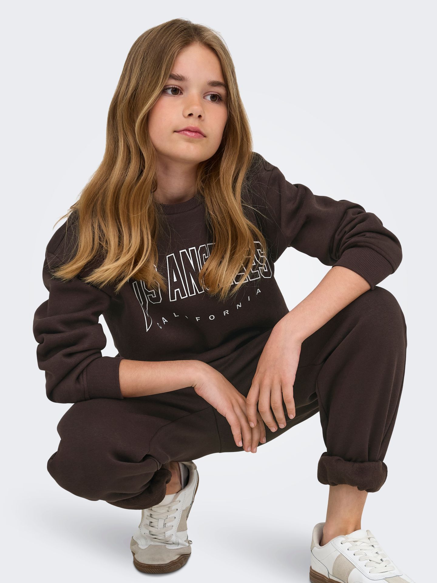 Kids Only KOGSWEAT LS CREW OVZ STAT SWT NOOS Coffee Bean/Los Angeles - Californi 00114186-EKA26011400003596