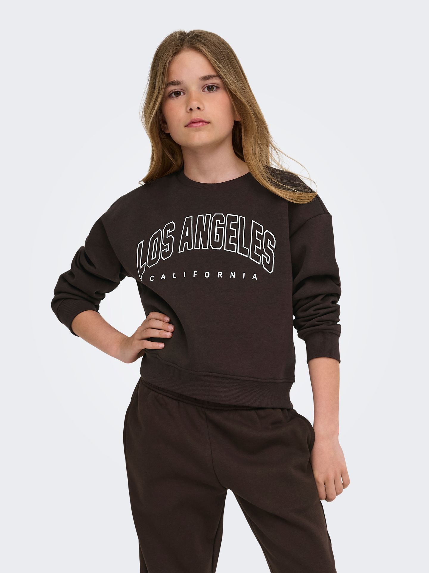 Kids Only KOGSWEAT LS CREW OVZ STAT SWT NOOS Coffee Bean/Los Angeles - Californi 2900167920020