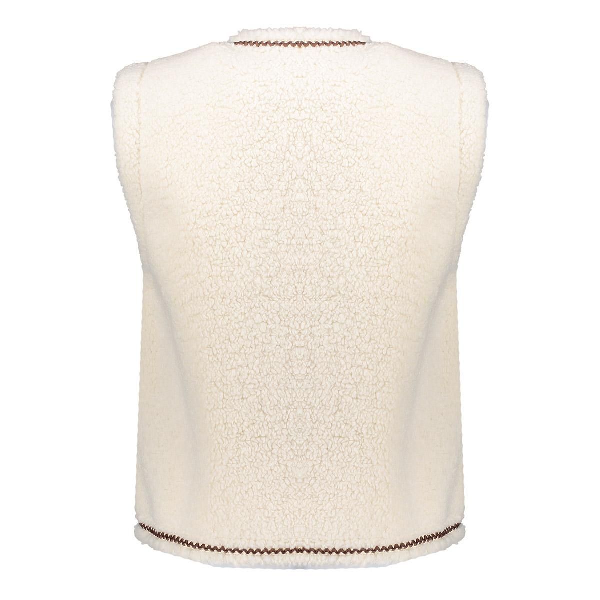Geisha Gilet teddy embroidery 10 off-white/tape dark brown zigzag 2900158424063