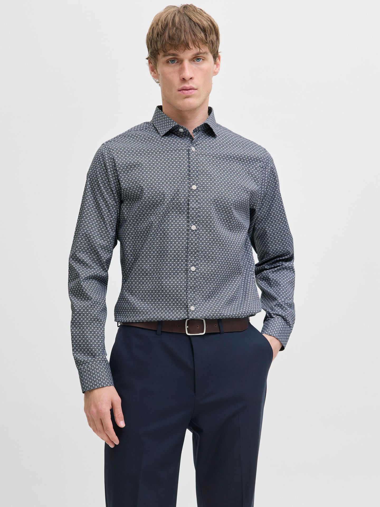 Jack & Jones JPRBLABLACKPOOL STRETCH AOP LS SHIR Navy Blazer 00114212-EKA26011400000253