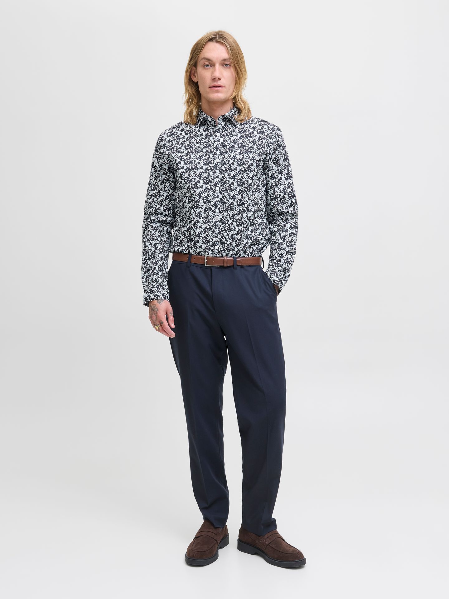 Jack & Jones JPRBLABLACKPOOL STRETCH AOP LS SHIR Night Sky 2900158444016