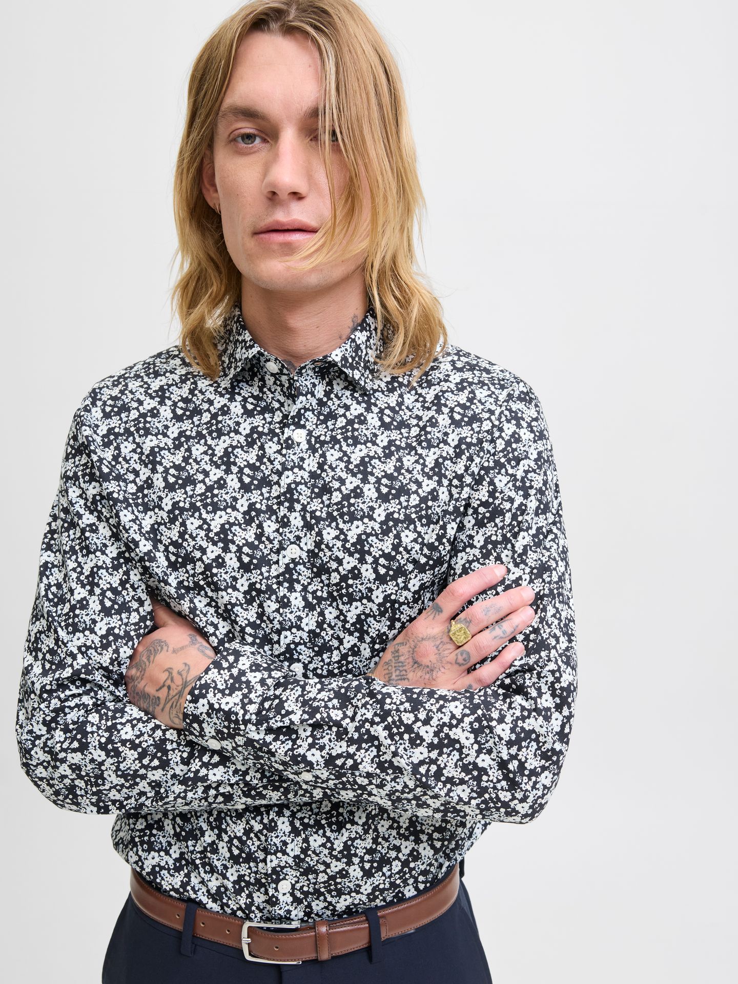 Jack & Jones JPRBLABLACKPOOL STRETCH AOP LS SHIR Night Sky 2900158444016